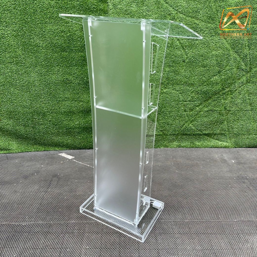 โพเดียม อะคริลิค เรืองแสงLED เปลี่ยนสีได้ พร้อมรีโมท ขนาด 60x40x114 cm.