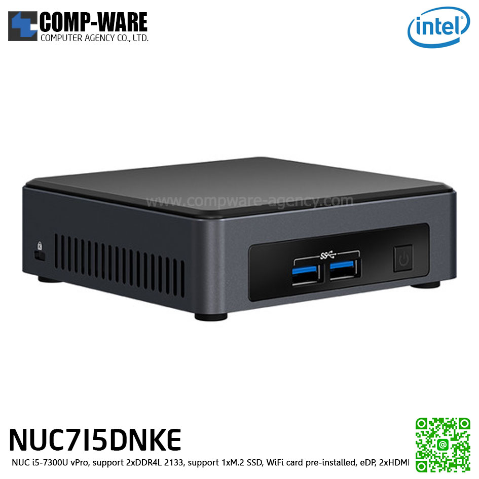 Intel NUC7I5DNKE Mini PC NUC Tall Kit - NUC i5-7300U vPro, support 2xDDR4L 2133, support 1xM.2 SSD, WiFi card pre-installed, eDP, 2xHDMI BLKNUC7I5DNK1E