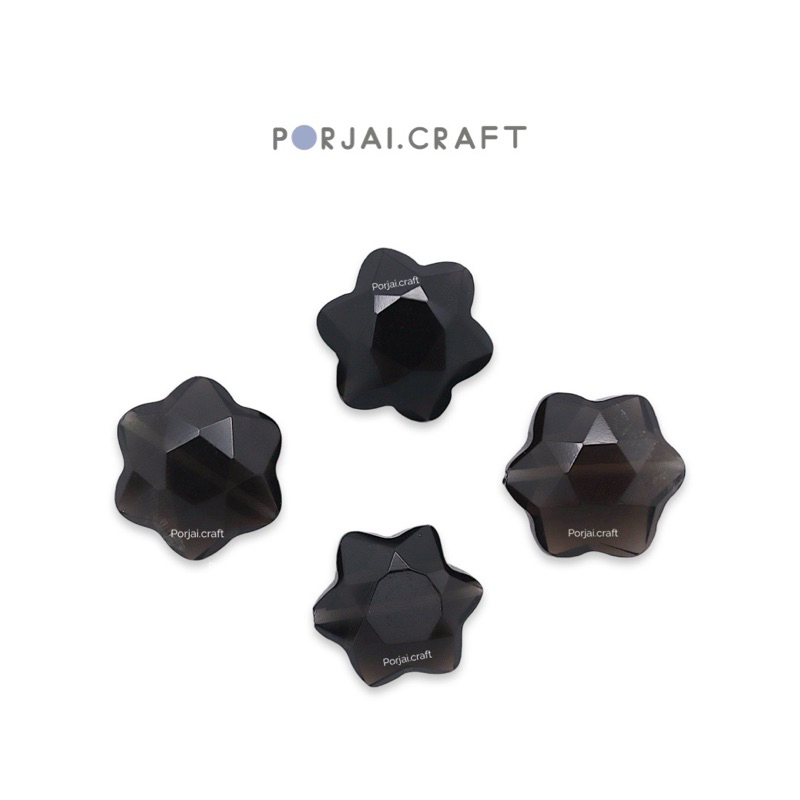 Smoky Quartz Flower Bead ลูกปัดดอกไม้สโมคกี้ควอตซ์ 17mm