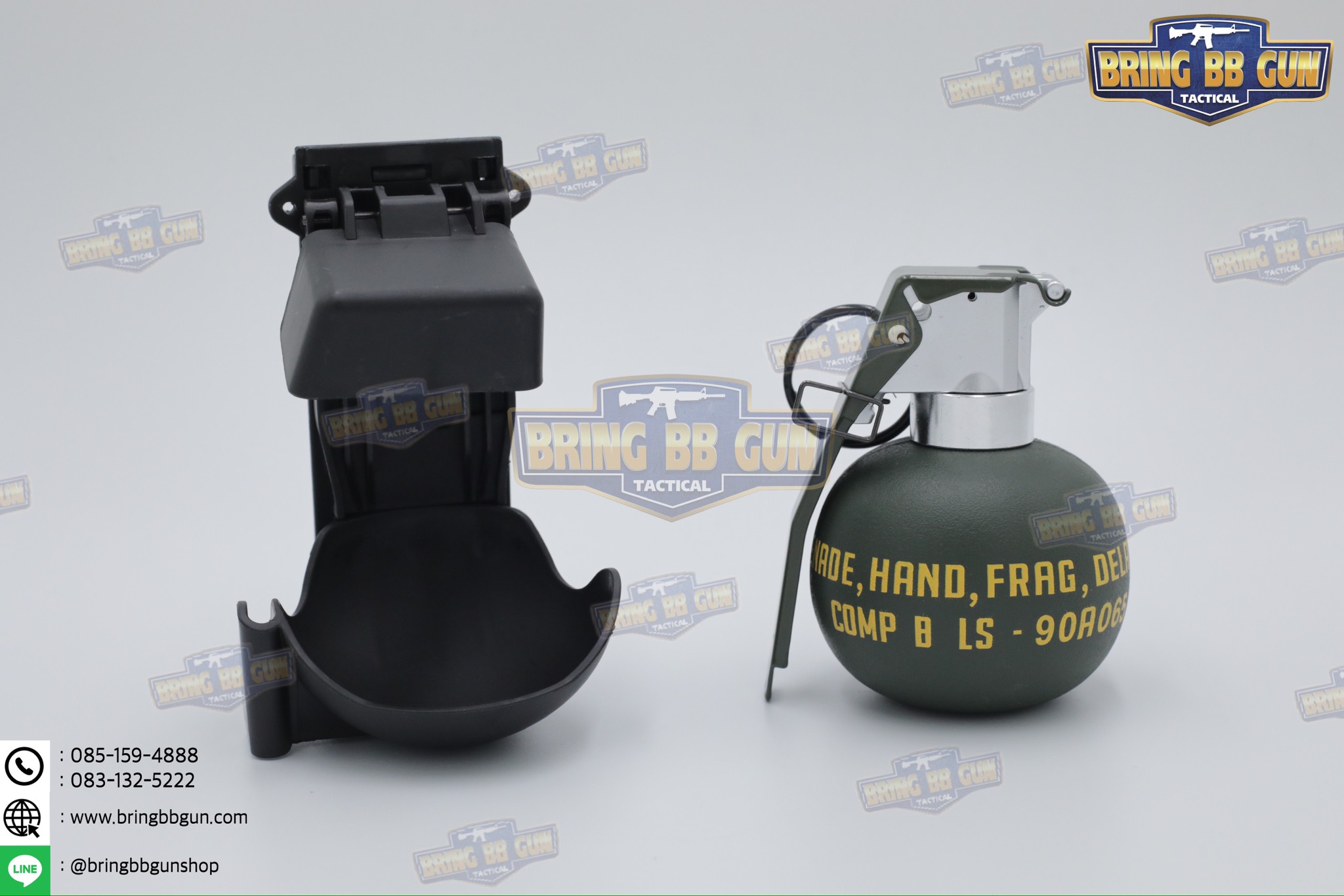 ระเบิดมือ M67 แบบ Dummy + M67 Grenade Pouch (ระเบิดมือลูกเกลี้ยง + ซองใส่ระเบิดมือแบบปลดไว) (M67 Grenade) (Fragmentation Hand Grenade) (Gernade Pouch) (Quick Release Grenade Pouch)