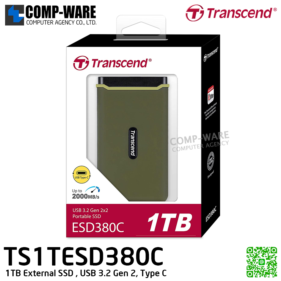 Transcend ESD380C 1TB External SSD , USB 3.2 Gen 2, Type C , TS1TESD380C - 3Y Warranty - Portable SSD