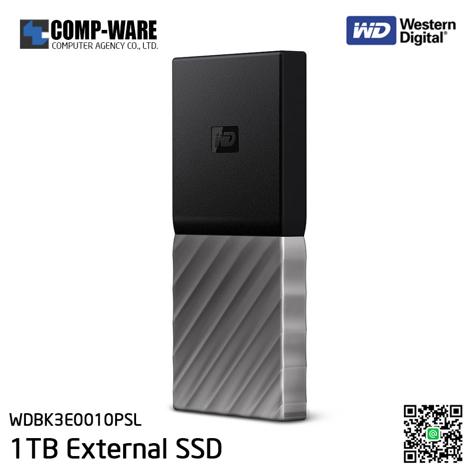 WD 1TB MY PASSPORT SSD Portable Storage - USB 3.1 (Type-C) - Black-Gray - WDBK3E0010PSL
