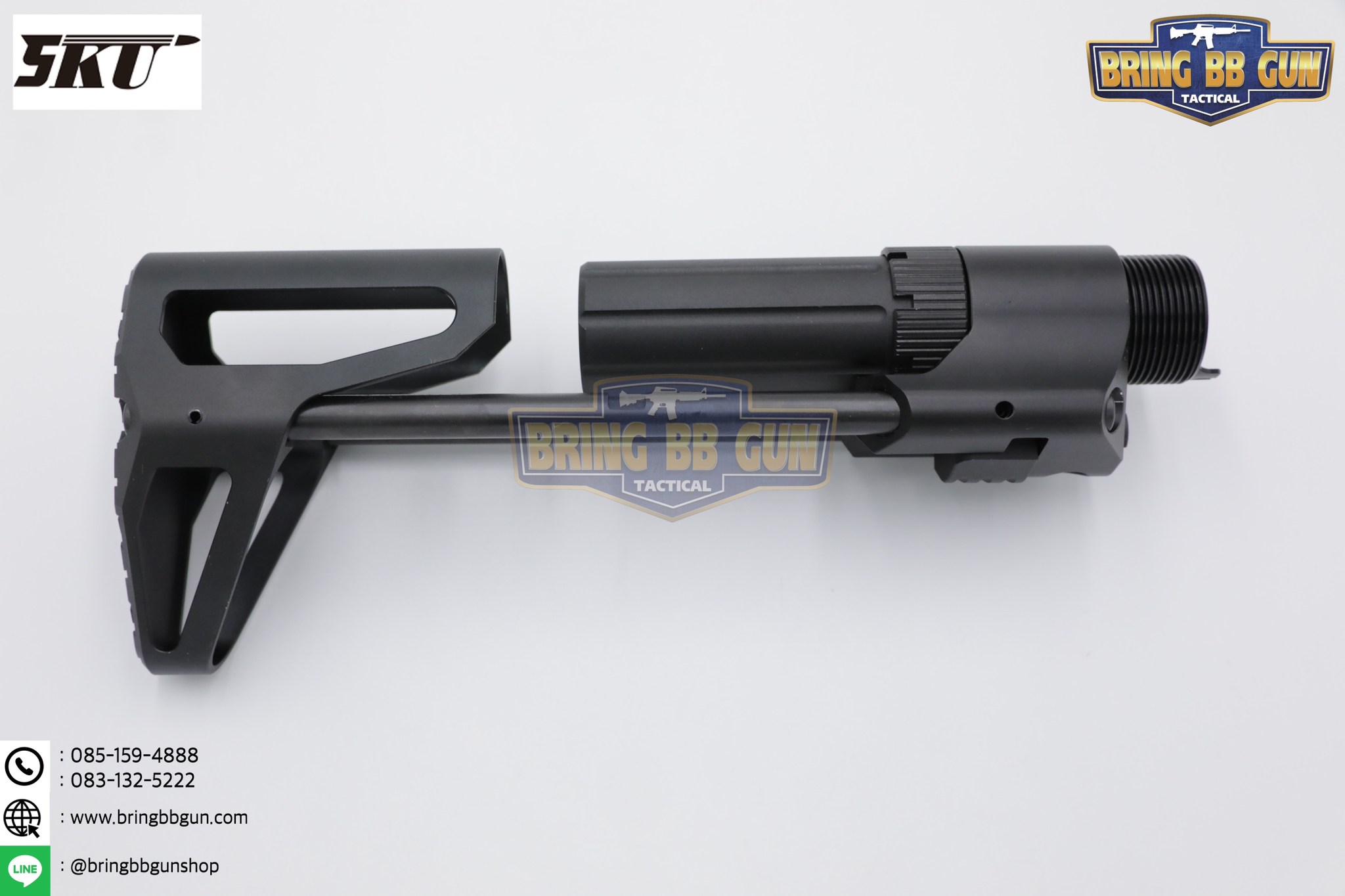 พานท้าย PDW RETRACTABLE ยี่ห้อ 5KU (พานท้าย PDW สำหรับปืนระบบแก็สที่มีลุกบัฟเฟอร์-สปริงบัฟเฟอร์)