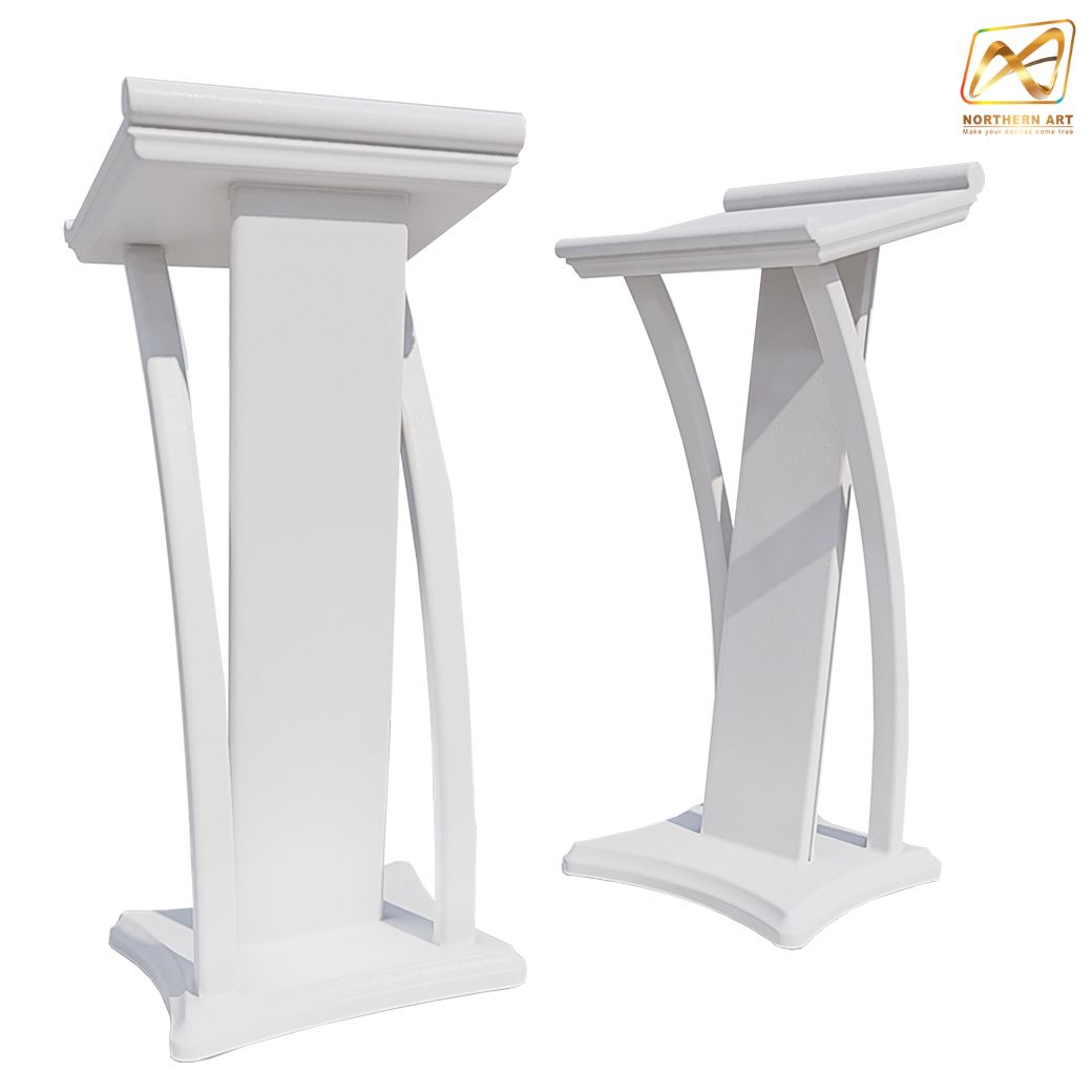 โพเดียมไม้ ขนาดTOP (W) 45 x (L) 50 cm.สูง 120 ซม.ตกแต่งไม้โค้งด้านข้าง สวยคลาสสิค พร้อมจัดส่งทั่วไทย