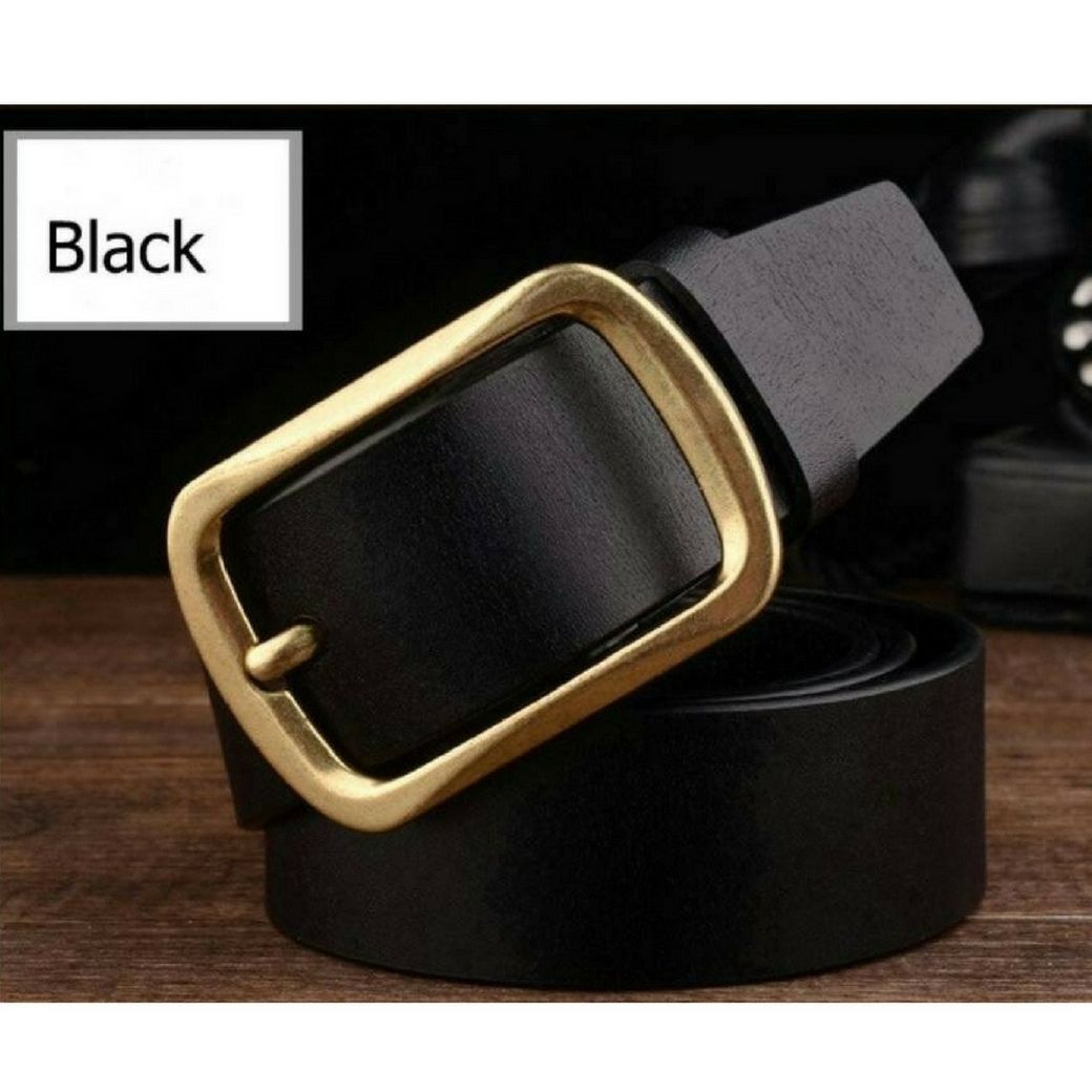 เข็มขัดผู้ชาย เข็มขัดหนังแท้ (หัวทองเหลืองแท้ 100 %) พร้อมเจาะรูเข็มขัดให้ฟรี