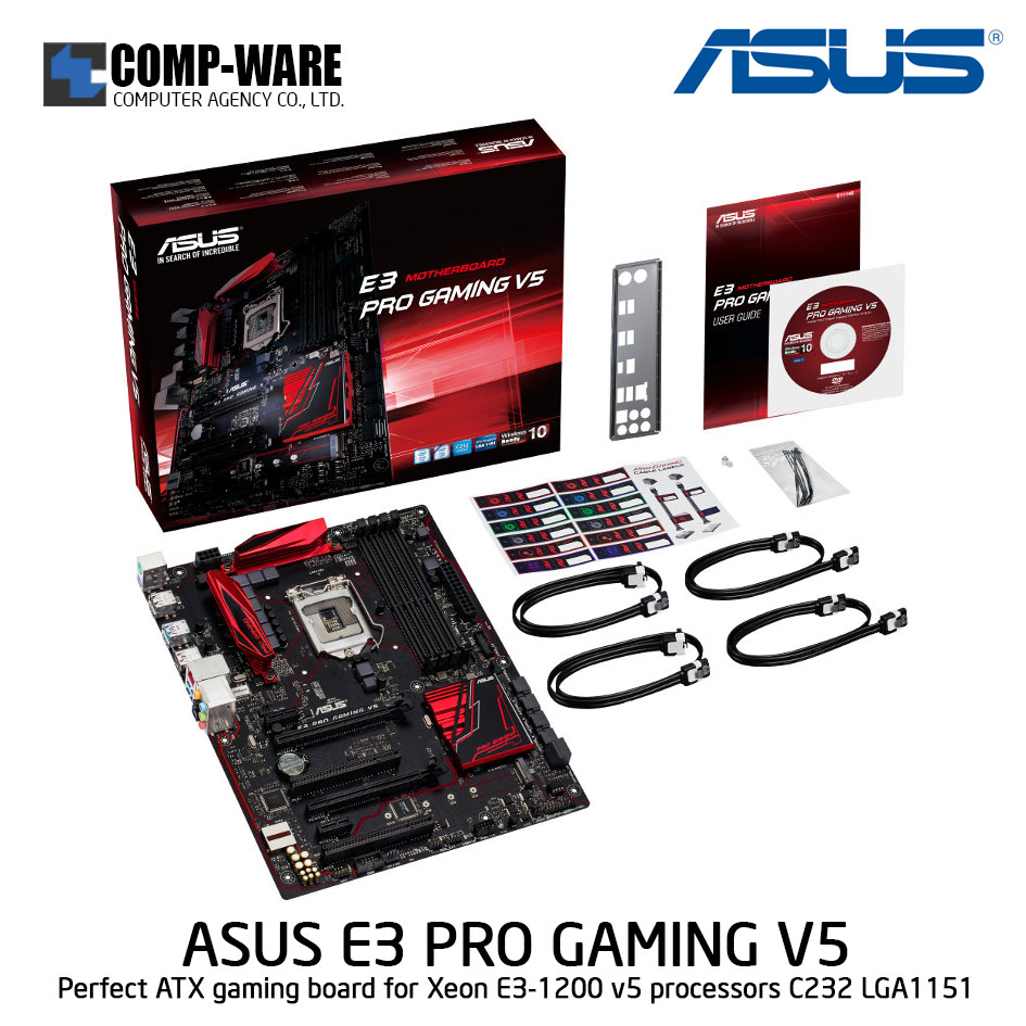 ASUS E3 PRO GAMING V5 GAMING Motherboards - C232 - Single socket board Support Xeon E3-1200 V5/V6 family