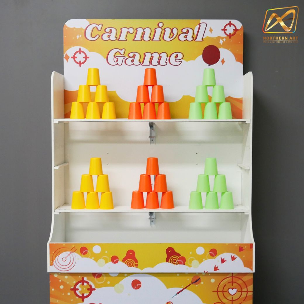 CARNIVAL GAME เกมส์ปาแก้ว ขนาดโครง (W) 90 x (L)50 x (H)176 cm. พร้อมแก้ว 36 ใบ และบอลโฟม 12 ลูก