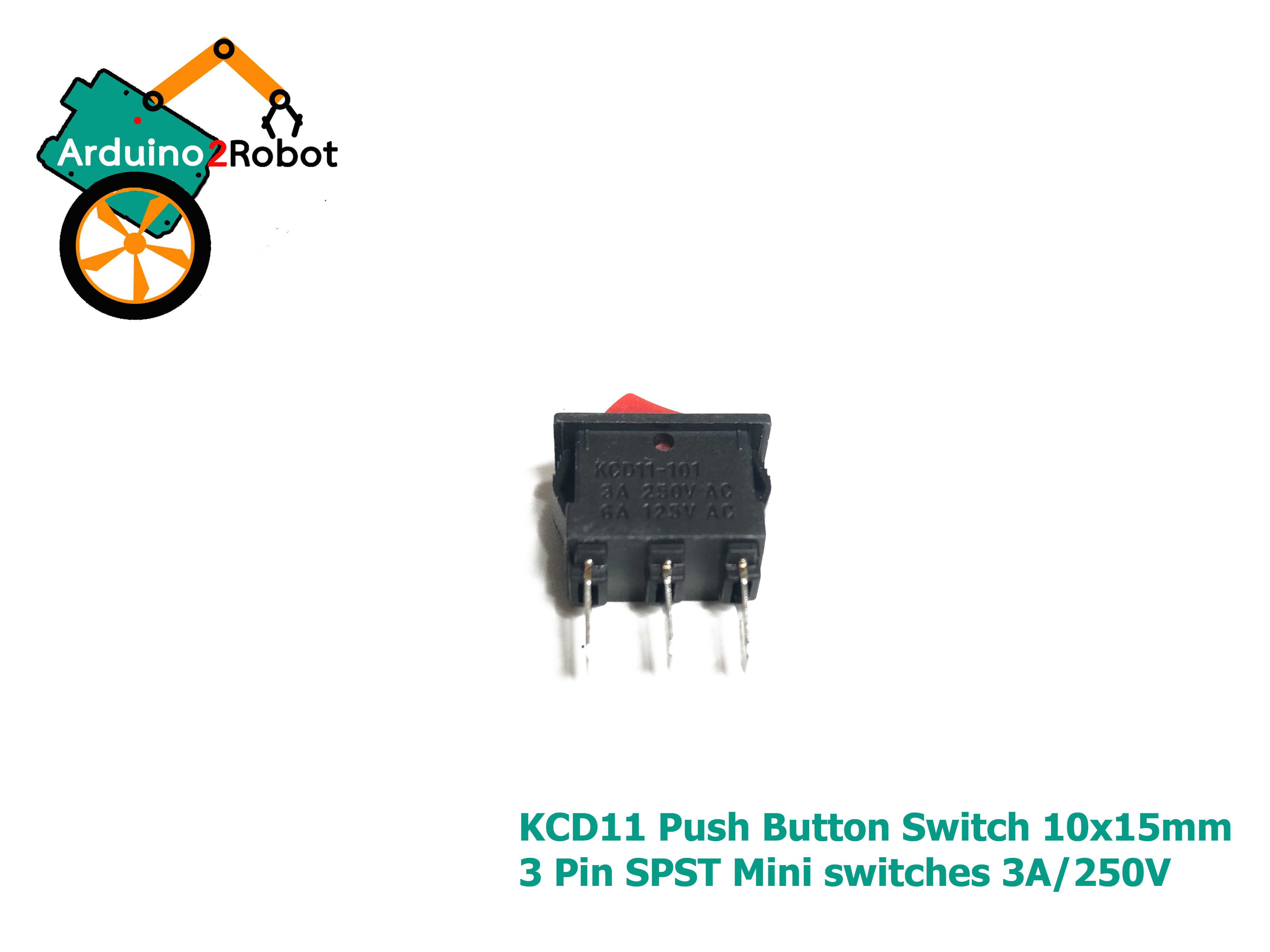 KCD11 Push Button Switch สีแดง 10x15mm 3 Pin SPST Mini switches 6A/125V 3A/250V Snap-in ON-OFF