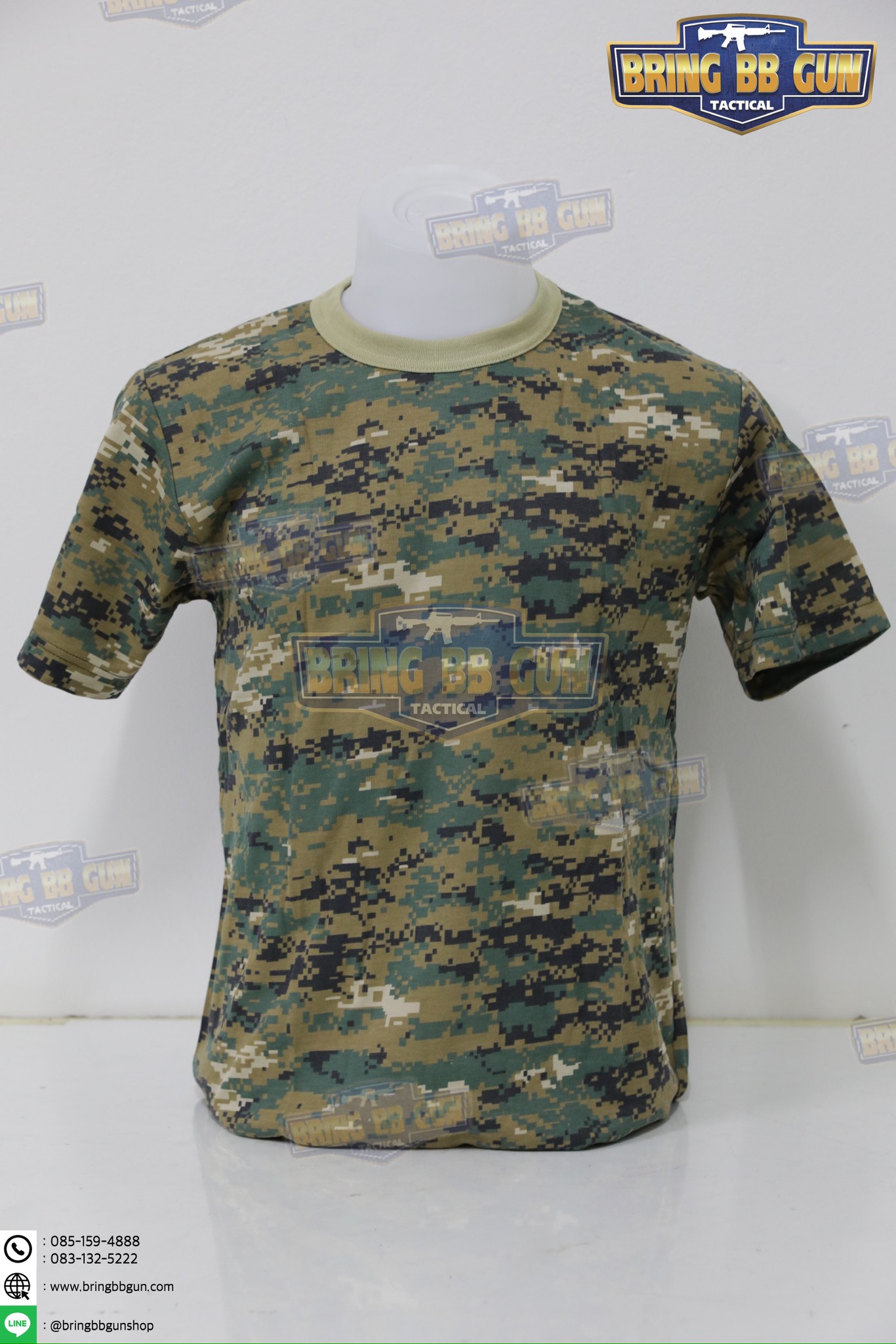 เสื้อยืดคอกลมลายพราง พิมพ์ลาย3D ผ้า TC