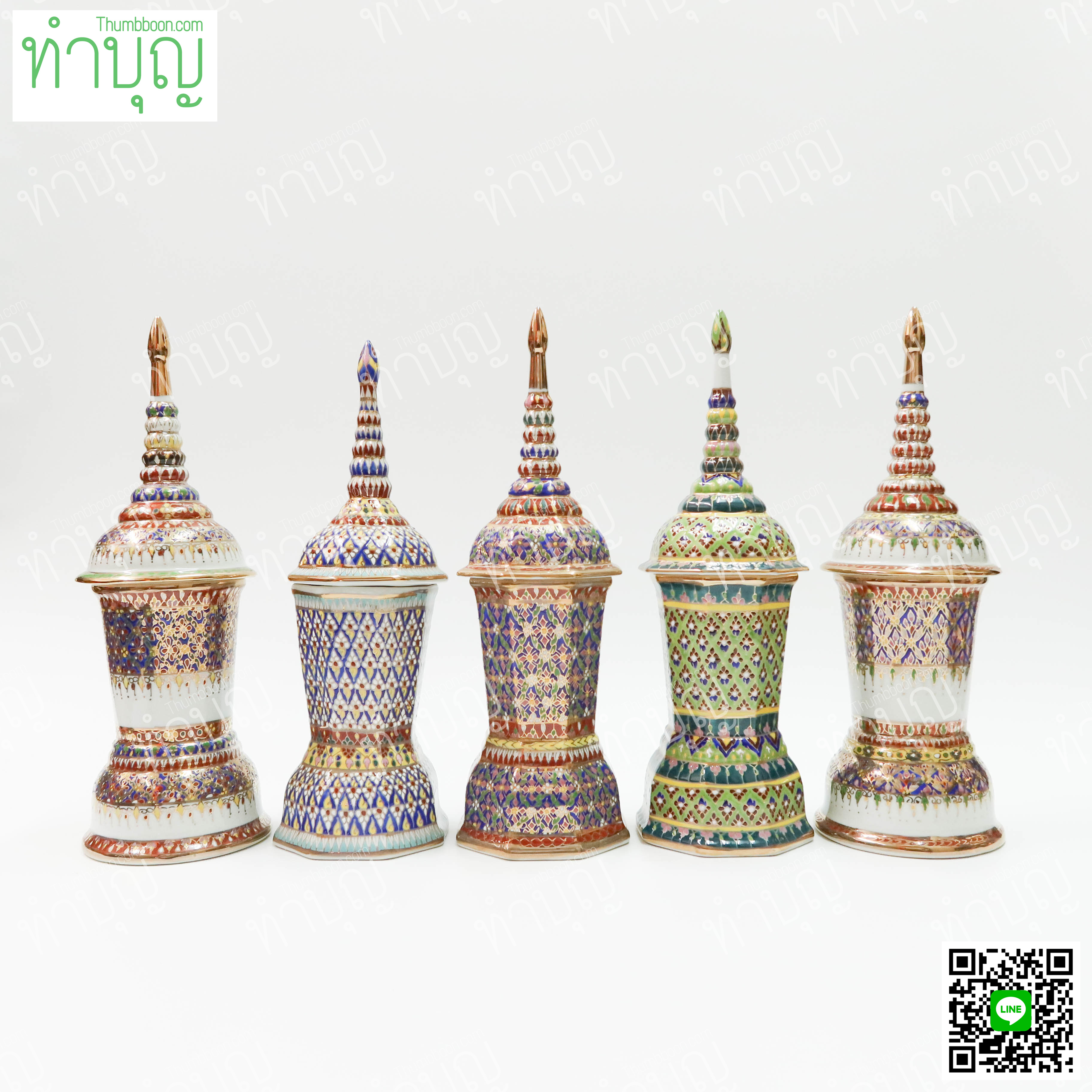 โกศเบญจรงค์ โกศใส่อัฐิ โกศใส่กระดูก