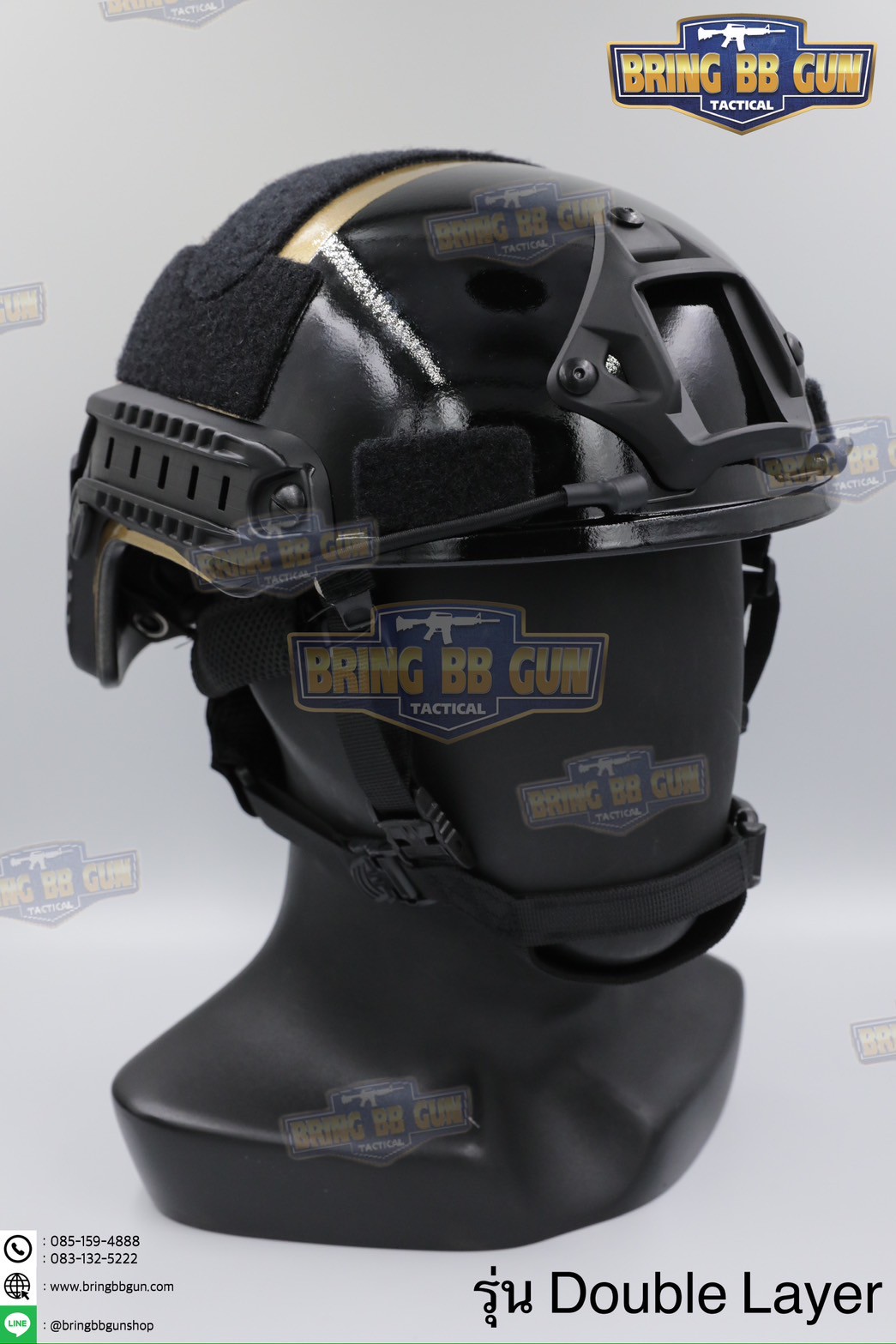 หมวกสายตรวจทรง Fast (หมวกฟาส) หมวกฟาส สีทอง-ดำ (Fast Helmet)