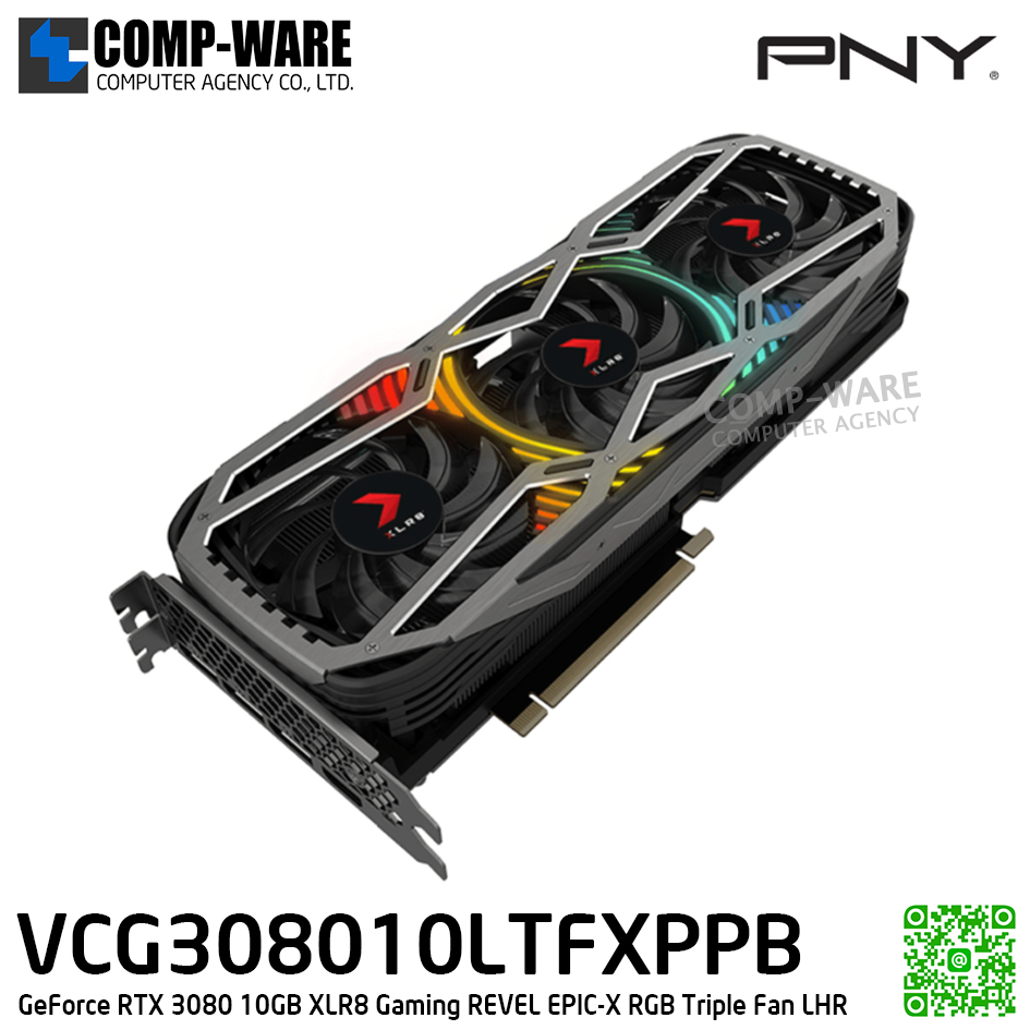 PNY GeForce RTX3080 10GB XLR8 Gaming REVEL EPIC-X RGB Triple Fan LHR - VCG308010LTFXPPB - 3Y Warranty