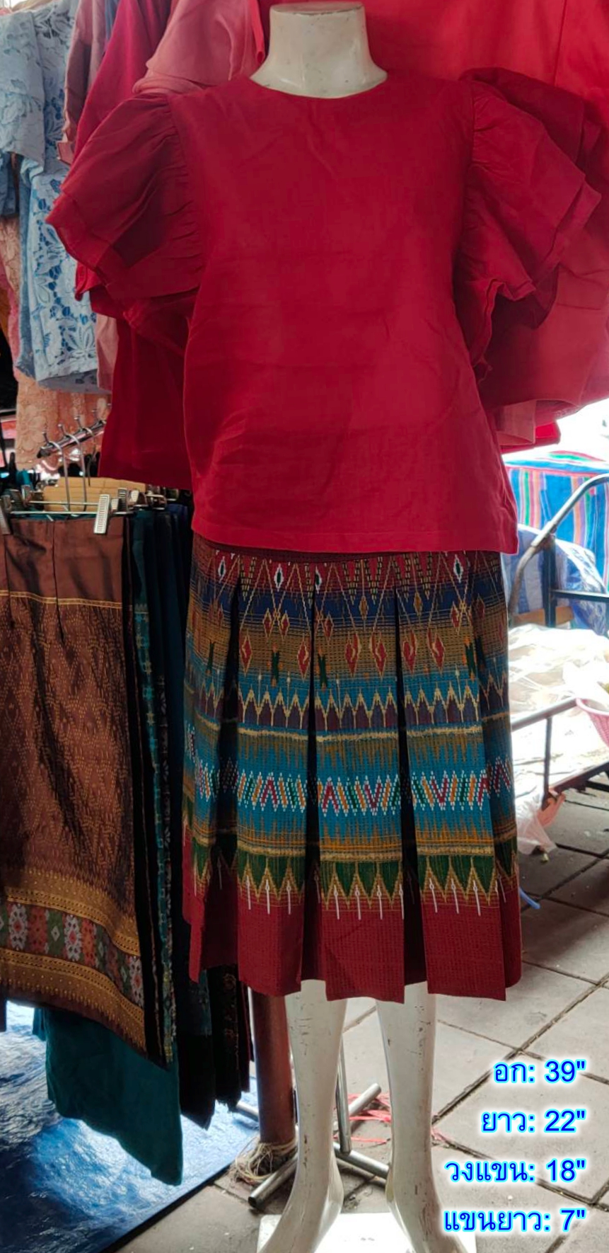 NNandNN Shop 4 0003 เสื้อผ้าลินินคอกลม ติดกระดุมหลัง สีพื้น 39"