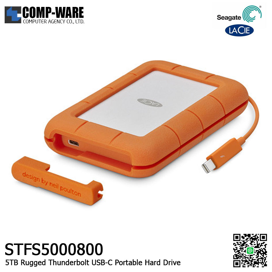Seagate LaCie 5TB Rugged Thunderbolt USB-C Portable Hard Drive - STFS5000800