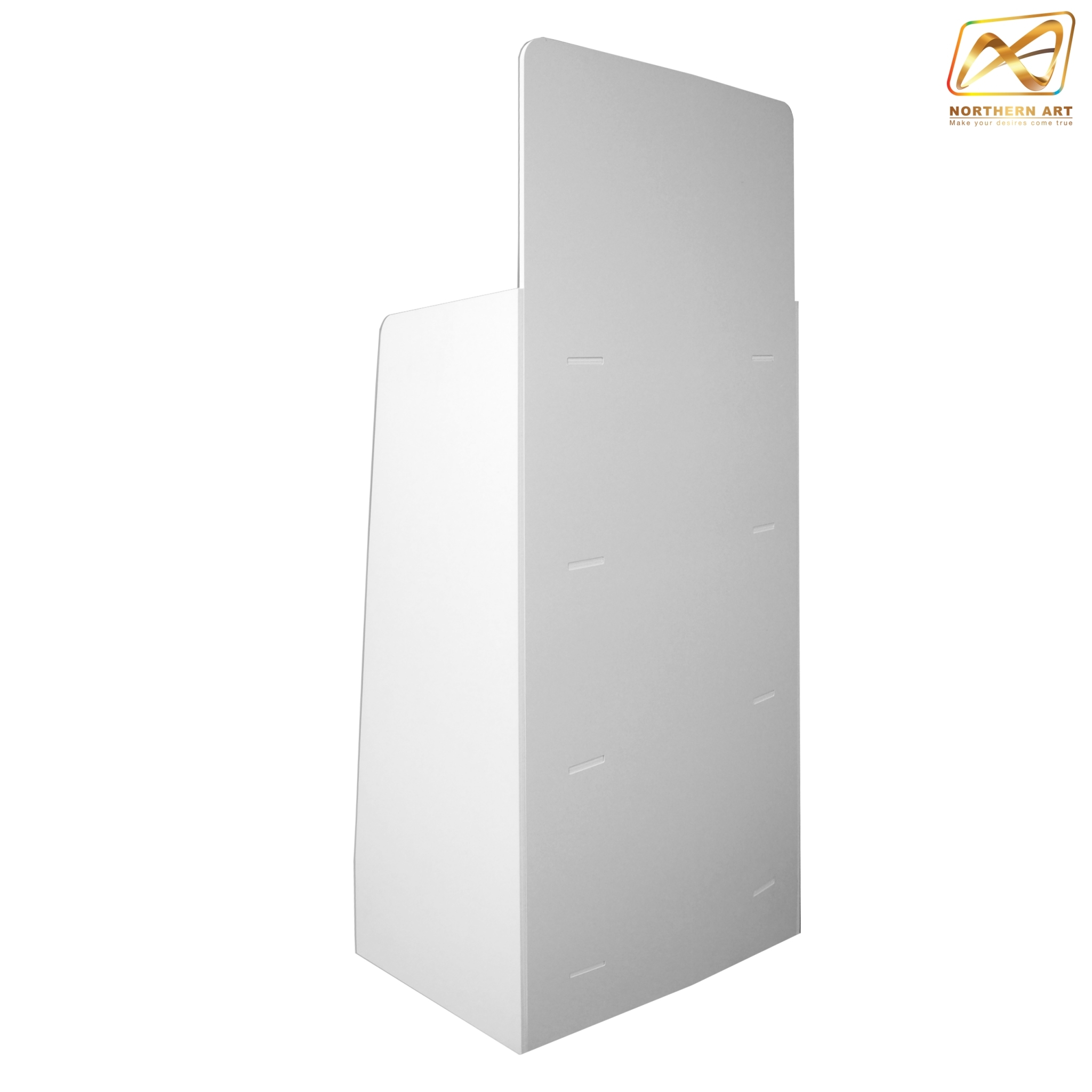 ชั้นวางสินค้าพลาสวูด 4 ชั้น ขนาด (W)50 x (D)40 x (H)118 ซม. พลาสวูดสีหนา 8 มม. พร้อมงานพิมพ์