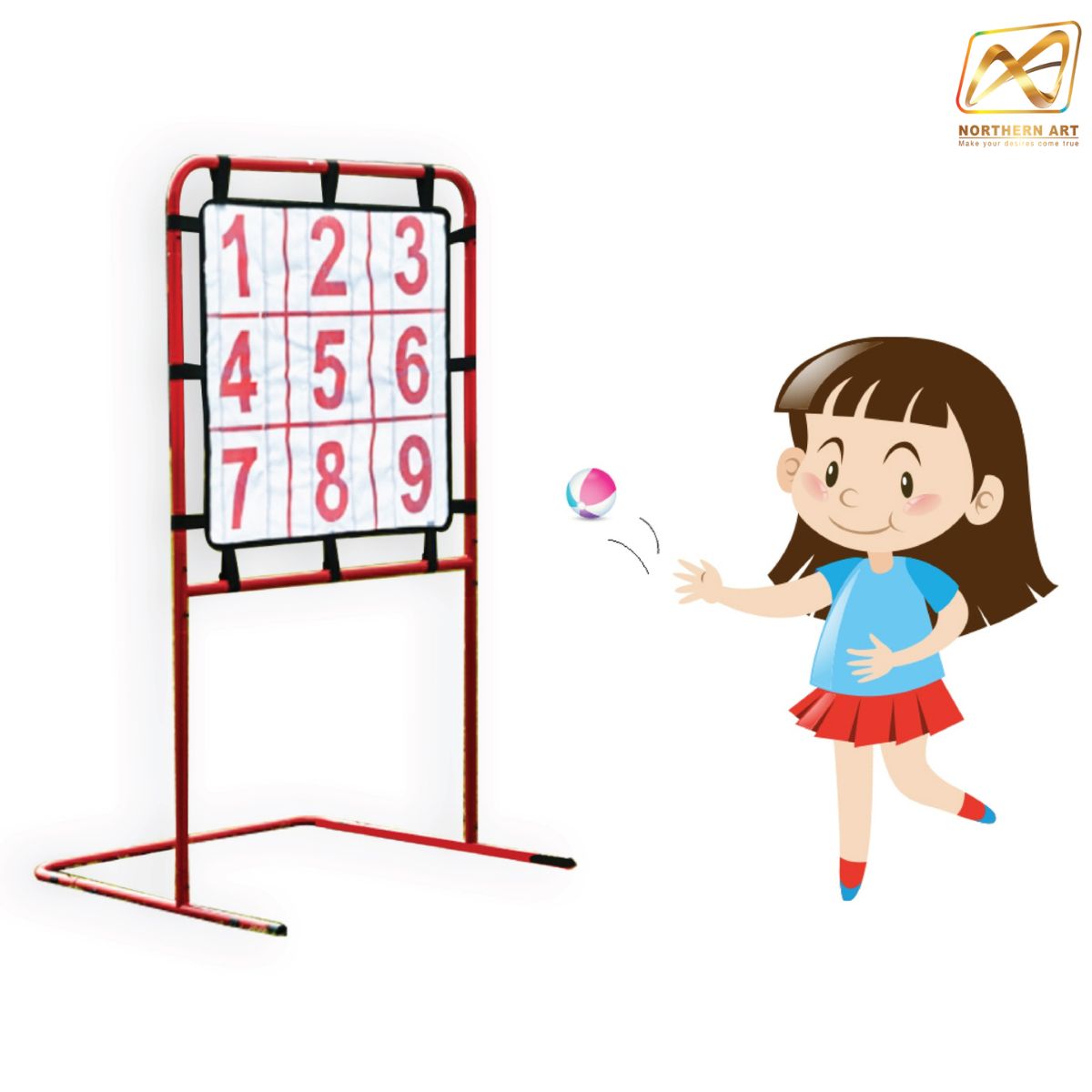 เช่าเกมส์ปาบอล ตั้งพื้น ขนาด (W)66 x (H)117 cm.ถอดประกอบได้ พร้อมลูกบอล 12 ลูก เล่นสนุกทุกที่ทุกเวลา
