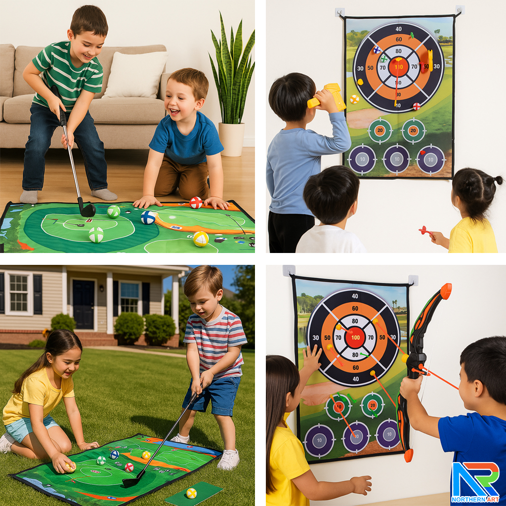 เกมส์ 4 IN 1 Golf game play set กอล์ฟ ยิงธนู ขว้างขวาน และปาลูกดอก