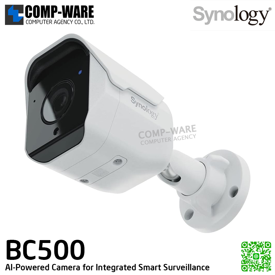 Synology BC500 Bullet Camera 5MP (2880×1620) @ 30FPS - H.264, H.265 - PoE (802.3af) - IP67 , 3Y Warranty / ** By order MOQ=10Units **