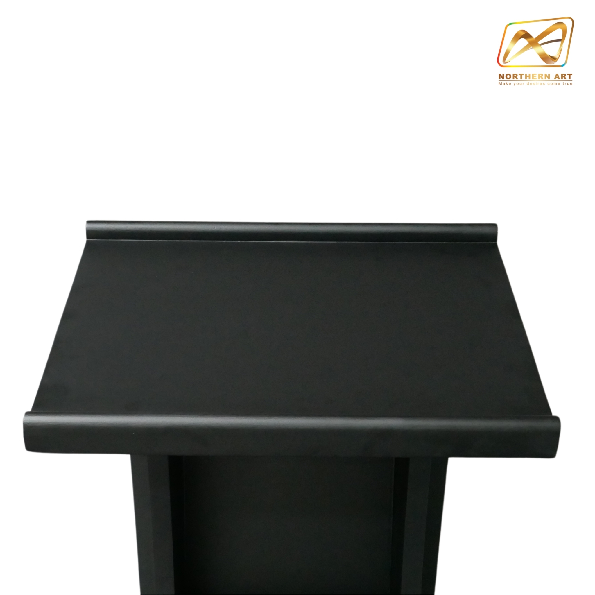 โพเดียมไม้ สีดำ ขนาด (W) 50 x (L) 40 x (H) 120ซม.TOP เอียง พร้อมชั้นวางของ