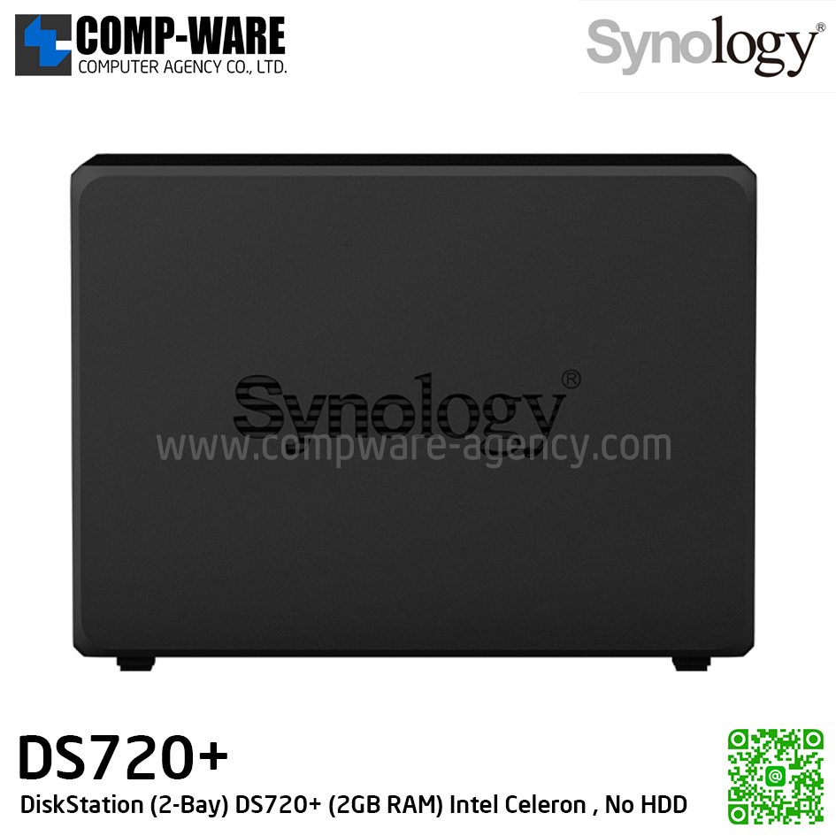 Synology DiskStation (2-Bay) DS720+ (2GB RAM up to 6GB) Intel Celeron Quad-Core, No HDD