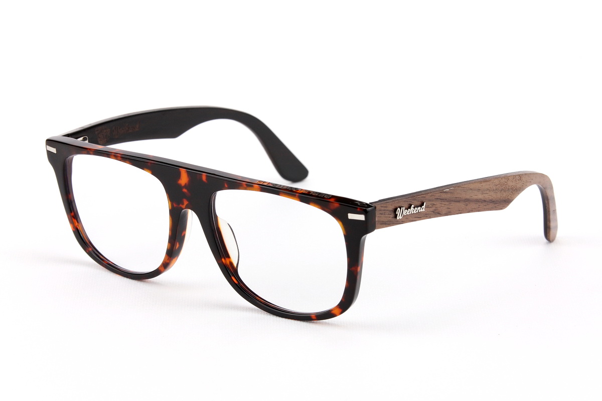 กรอบแว่นสายตาขาไม้ Weekend Duet Collection Berlin Havana (Dark)