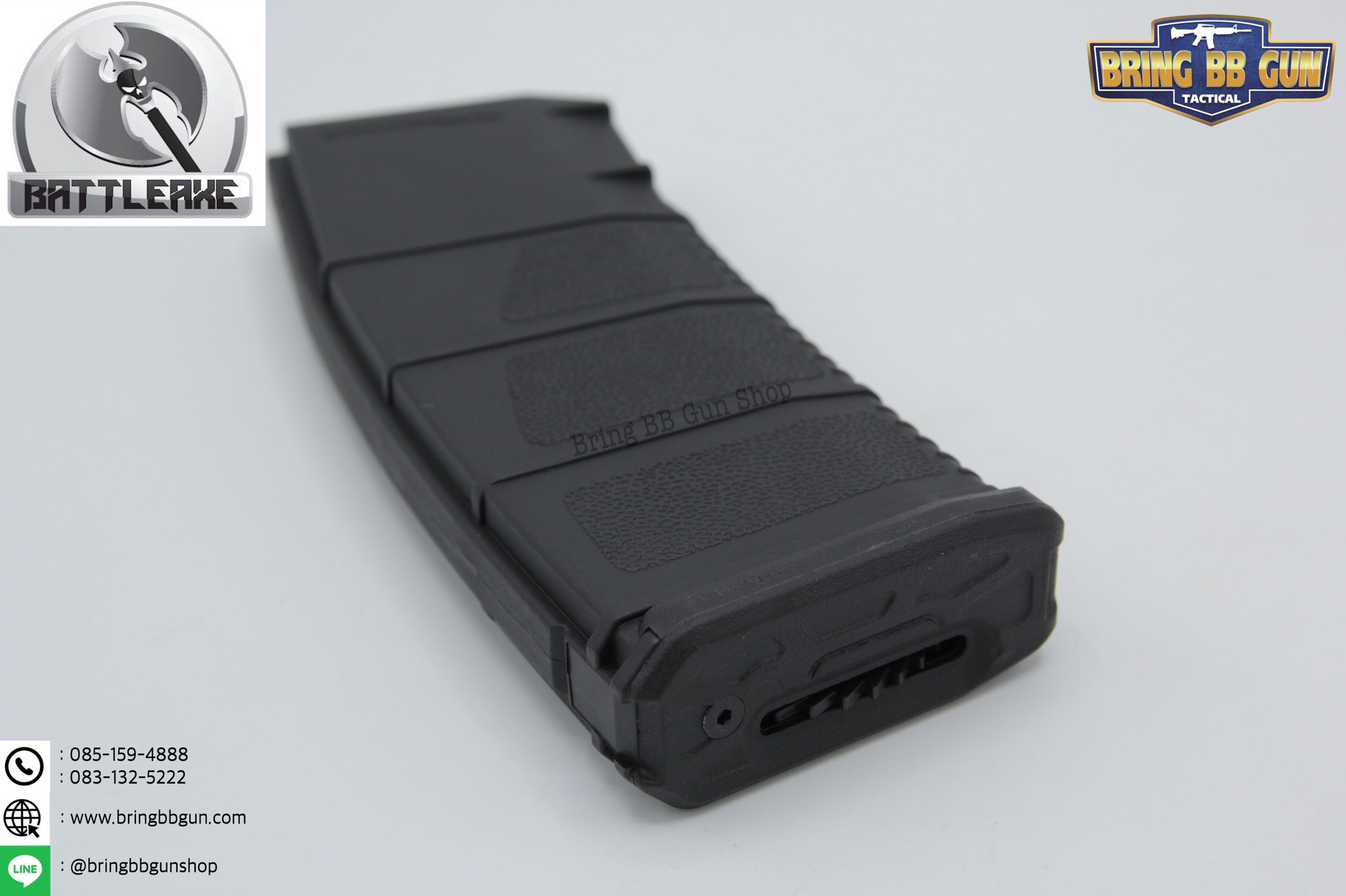 แม็กกาซีน M4 ยี่ห้อ Battle Axe แบบปั่น มี4ทรงให้เลือก ทรง P-mag(P-mag Hi-cap magazine) ทรง EPM(EPM Hi-cap magazine) ทรง 002(002 Hi-cap magazine) ทรง IMI Lancer(IMI Lancer Hi-cap magazine)