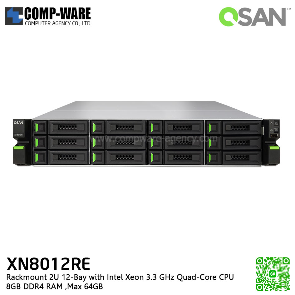 QSAN (12 Bays) XCubeNAS XN8012RE (8GB RAM) Rackmount 2U NAS Storage , No HDD