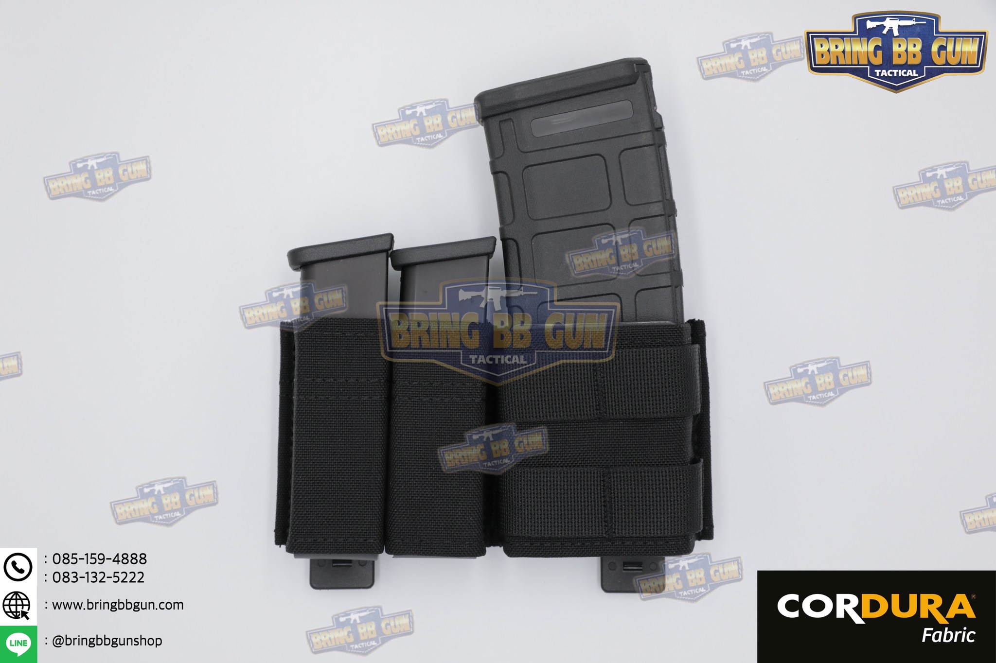 เพ้าแม็กกาซีน 2+1 (ปืนสั่น2ช่อง+ปืนยาว1ช่อง) (ซองแม็กกาซีน 2+1) (FAST 9MM &5.56 Double Mag Pouch)