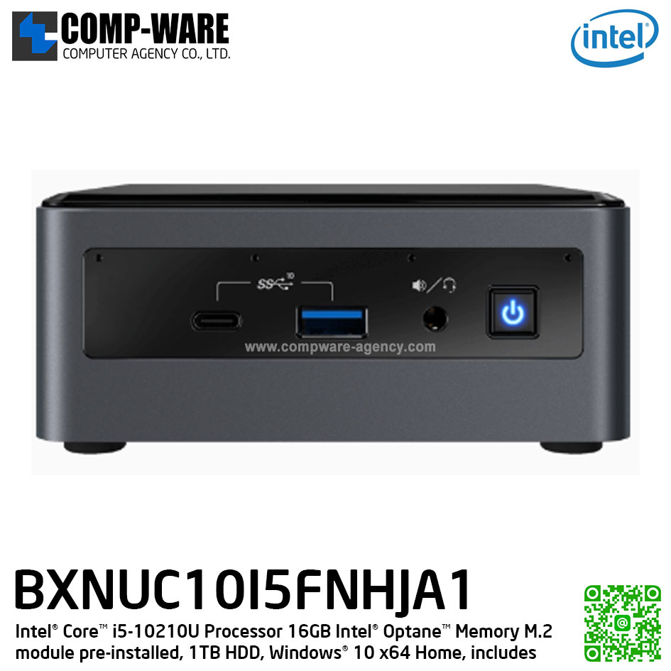 Intel NUC10I5FNHJA Mini PC NUC Tall Kit - Intel® Core™ i5-10210U (6M Cache, up to 4.10 GHz) RAM 8GB (2 x 4GB) DDR4-2666 (up to 64GB), 16GB Intel® Optane™ Memory, 1TB HDD, Windows® 10 x64 Home [BXNUC10I5FNHJA1]