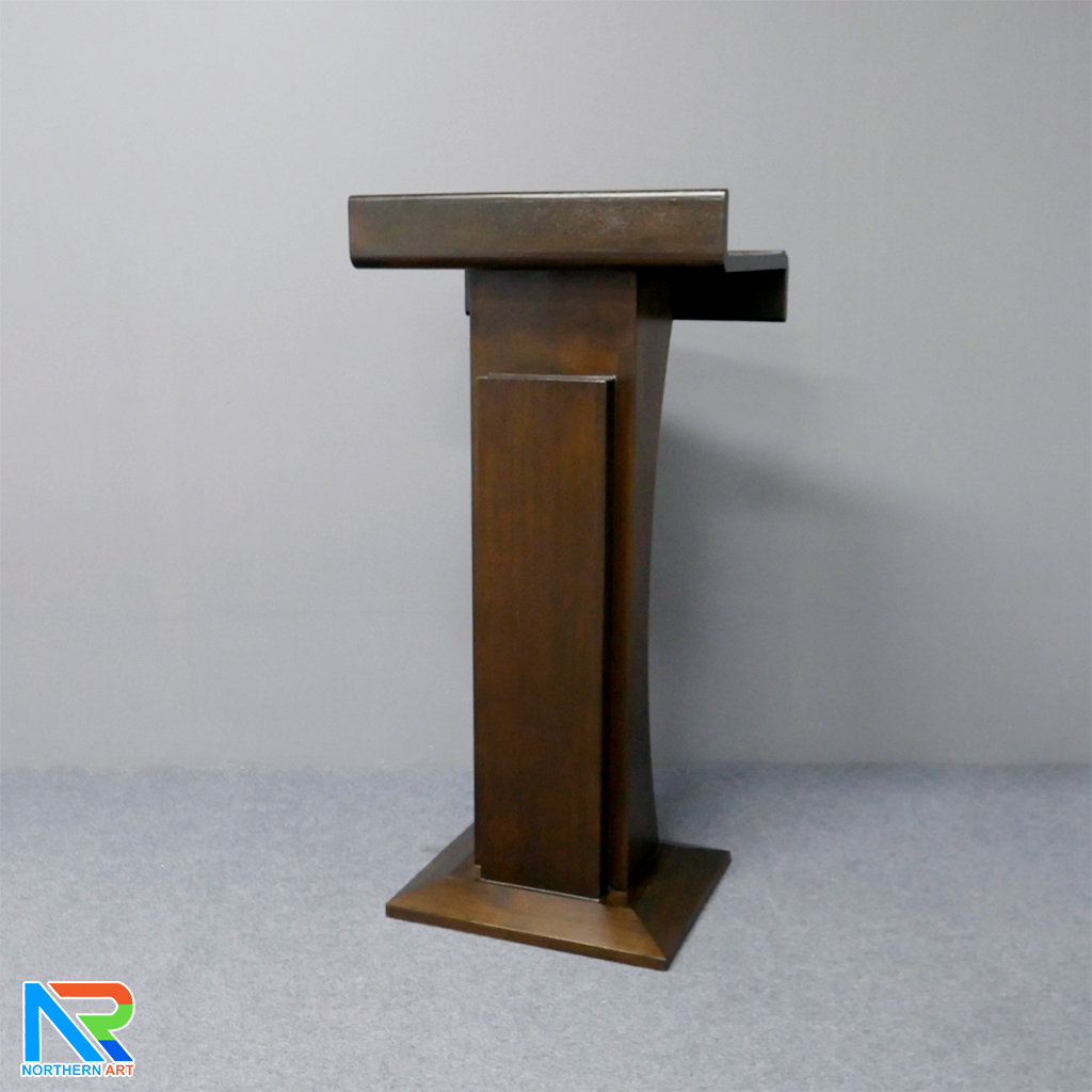 โพเดียมไม้ สีโอ๊ค ทรงโมเดิร์น TOPตรง ขนาด (W)55.5 x (L)42 cm. สูง 111 cm.