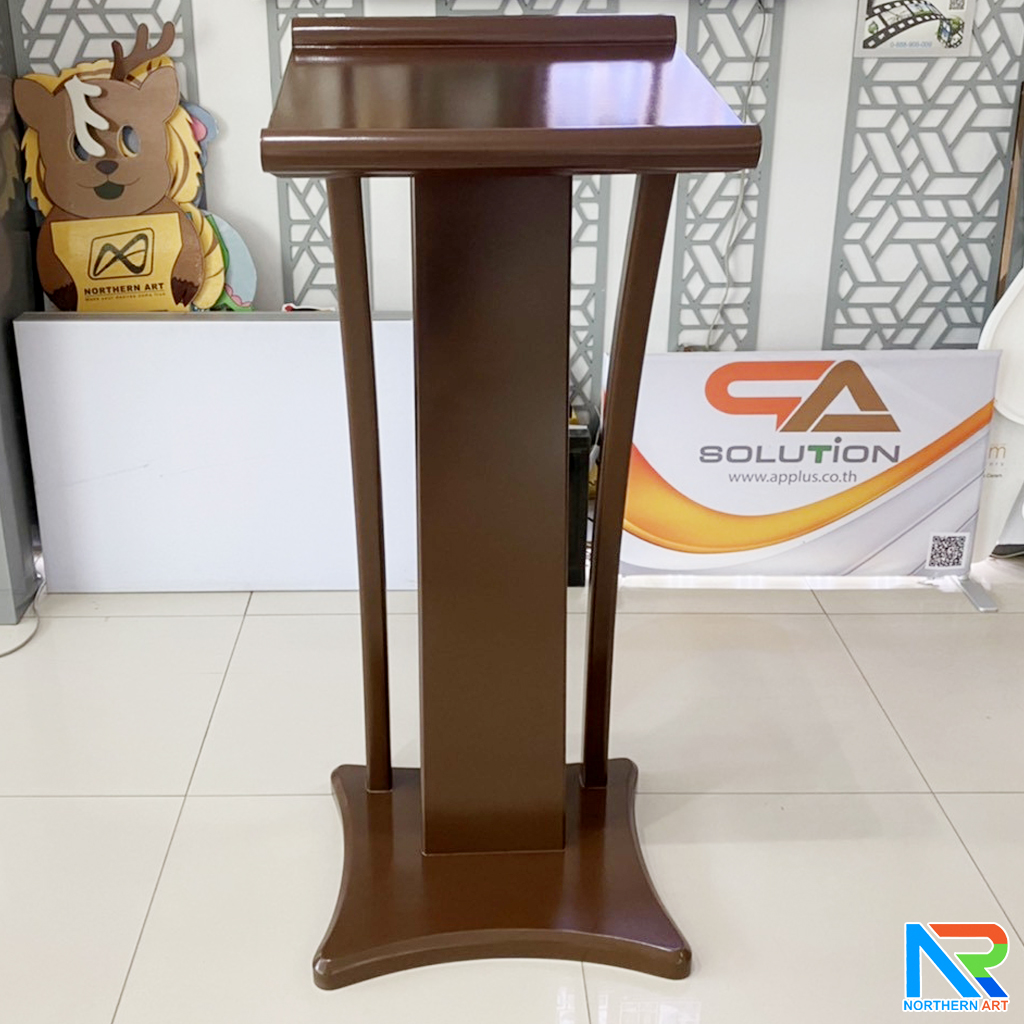 โพเดียมไม้ ขนาดTOP (W) 45 x (L) 50 cm.สูง 120 ซม.ตกแต่งไม้โค้งด้านข้าง สวยคลาสสิค พร้อมจัดส่งทั่วไทย