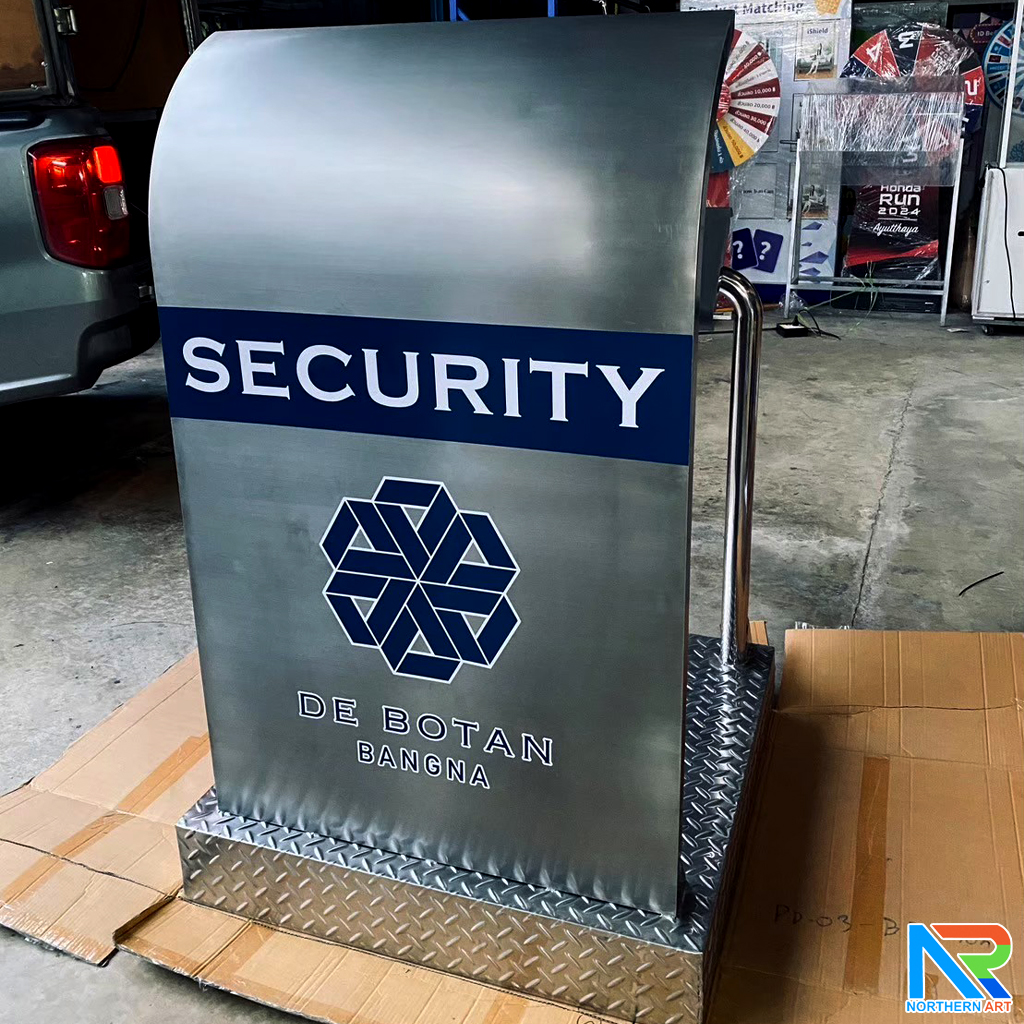 โพเดียมรปภ.รุ่น PD-GR-01 ขนาด (W) 85 x (L) 85 (H) 135 ซม. สแตนเลส เกรด304 ไม่เป็นสนิม แข็งแรง ทนทาน พร้อมที่นั่ง และช่องใส่เอกสาร