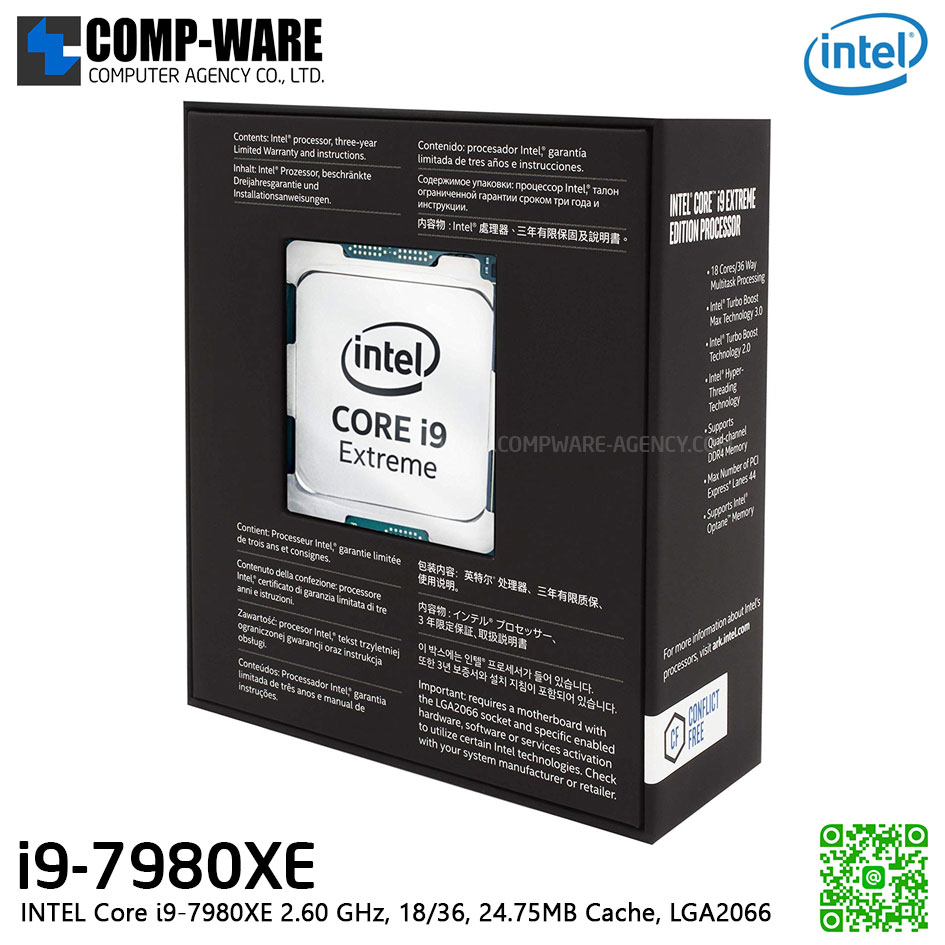 CPU Intel Core i9-7980XE (2.60 GHz, 18/36, 24.75MB Cache) LGA2066 - BX80673I97980X (No Heatsink)