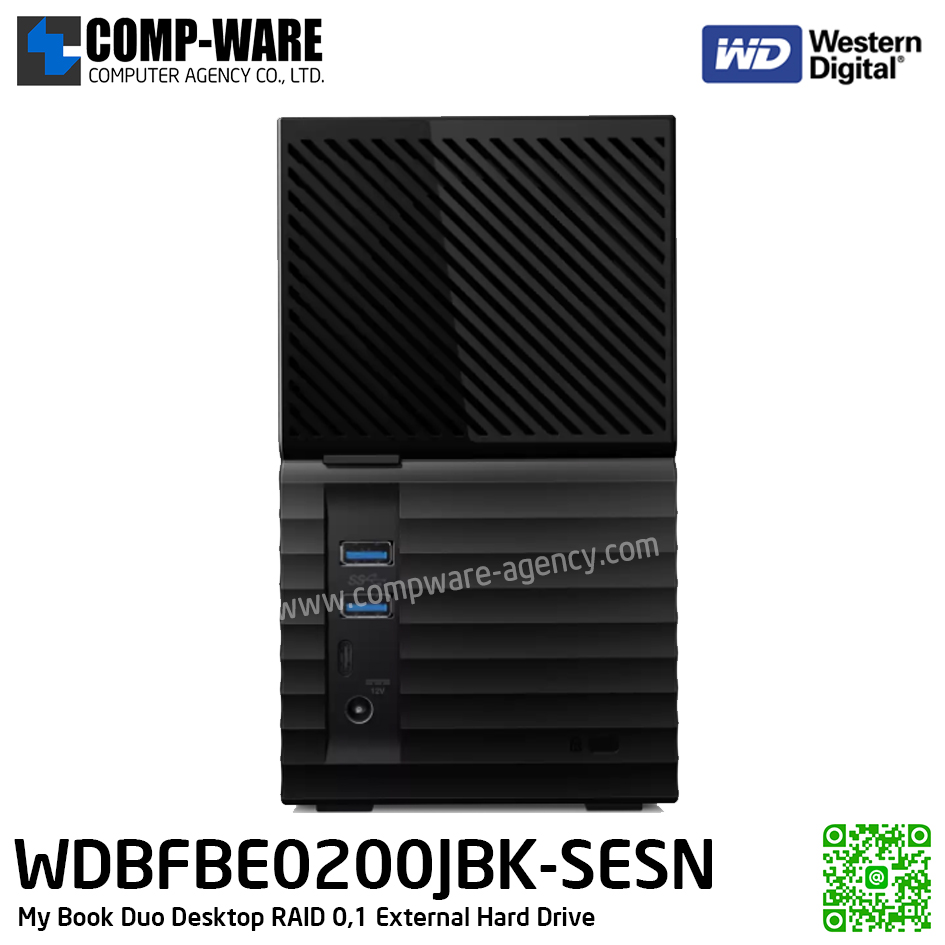 WD 20TB My Book Duo Desktop RAID 0,1 External Hard Drive - USB 3.1 - WDBFBE0200JBK-SESN