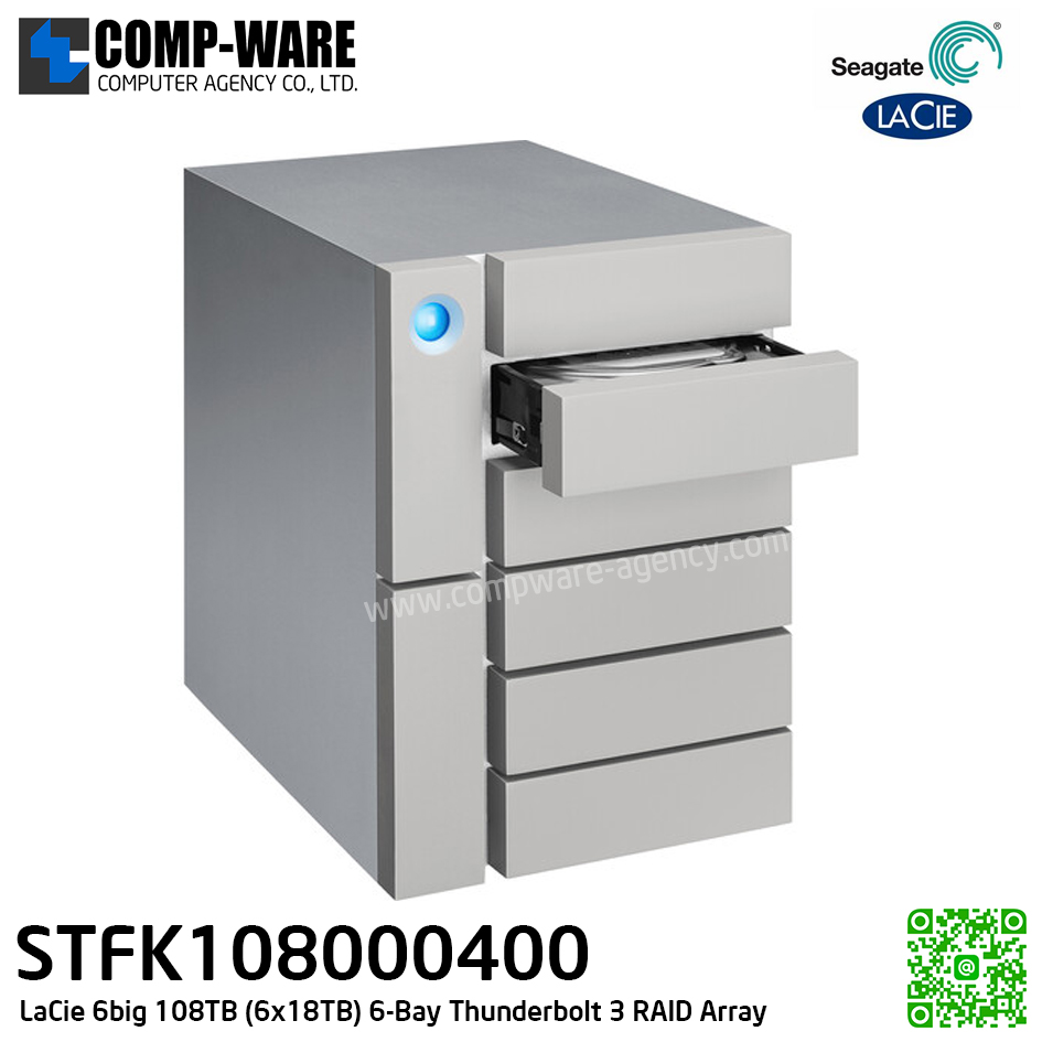 Seagate LaCie 6big 108TB 6-Bay Thunderbolt 3 RAID Array (6 x 18TB) STFK108000400 (New) รับประกัน 3 ปี // ขั้นต่ำในการสั่ง MOQ = 1