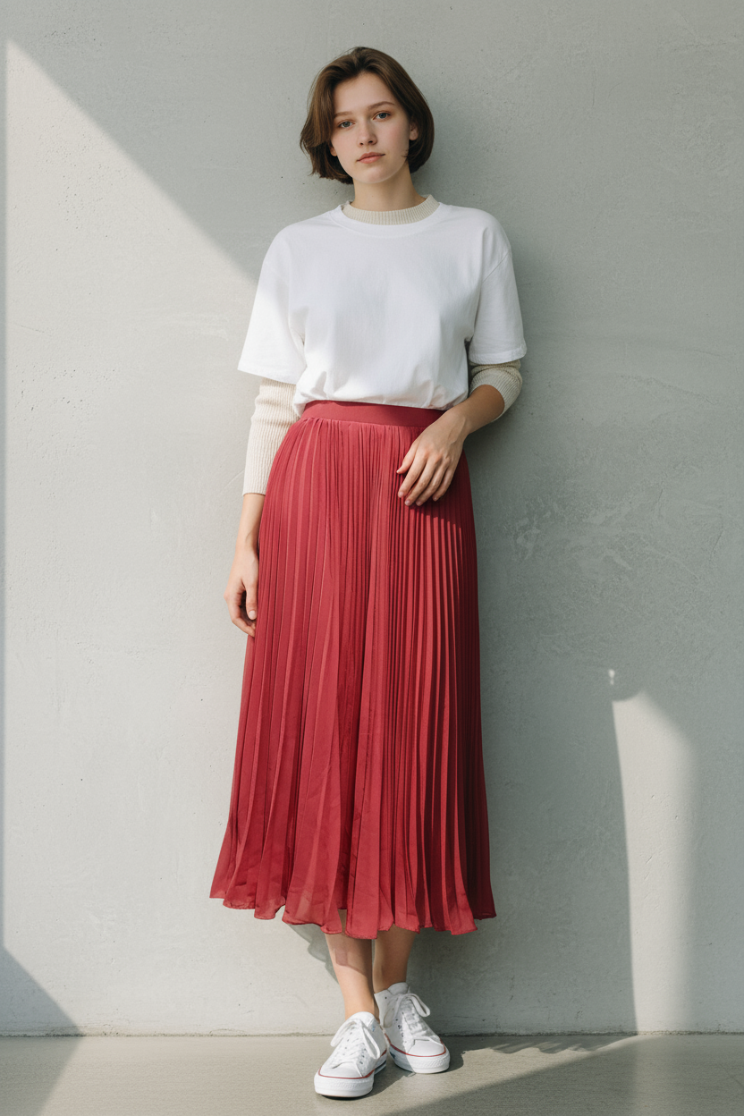 NNandNN Shop 6 0003 กระโปรงพลีท สีพื้นหลายสี ฟรีไซส์