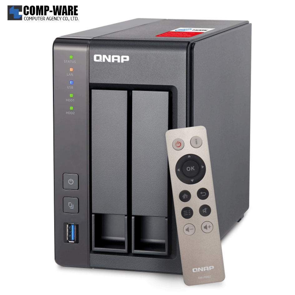 QNAP NAS (Tower 2-Bay) TS-251+ (2GB RAM up to 8GB) Quad-Core Intel Celeron / 2Y Warranty / No HDD / TS-251+-2G