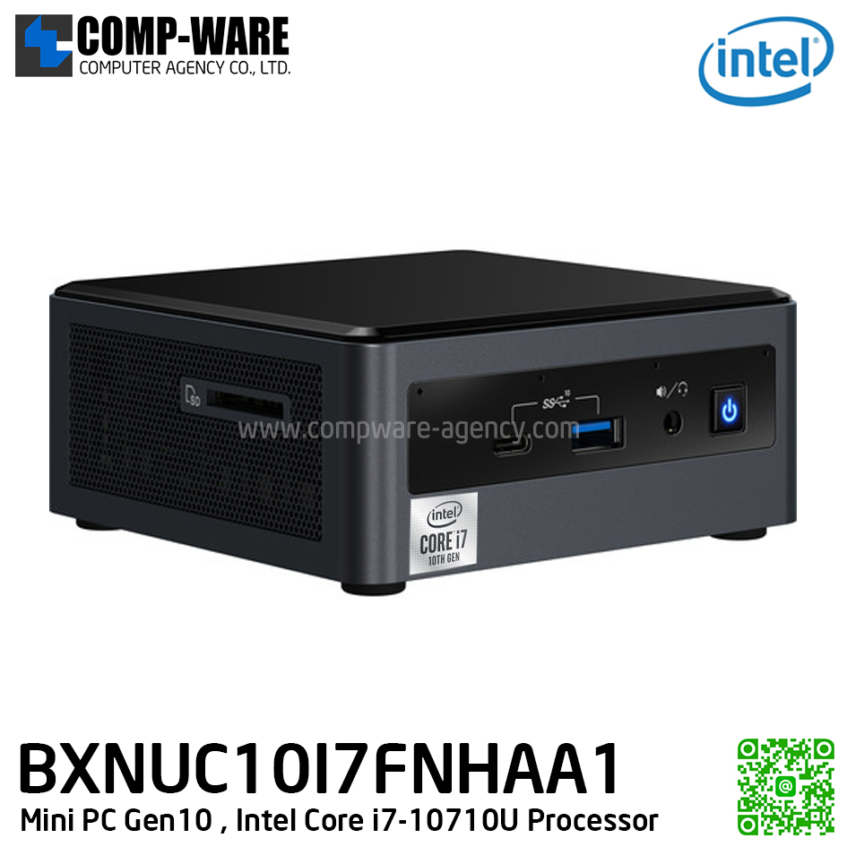 Intel NUC10I7FNHAA1 Mini PC NUC Tall Kit - Core i7-10710U (12M Cache, up to 4.7 GHz), 16GB DDR4-2666 pre-installed / MAX 64GB, 256GB NVMe SSD + 1TB HDD, Windows 10 64-bit Home , HDMI 2.0a; USB-C (DP1.2), Intel Wireless-AX MAC + Bluetooth [BXNUC10I7FNHAA1]