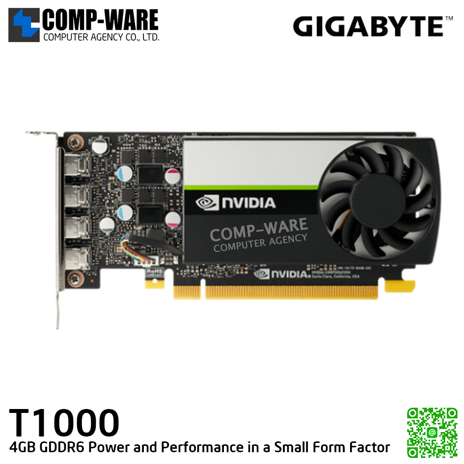 Gigabyte NVIDIA T1000 (4GB GDDR6) Workstation Graphics Card for creating, editing, and viewing 2D and 3D models and video รับประกัน 3ปี
