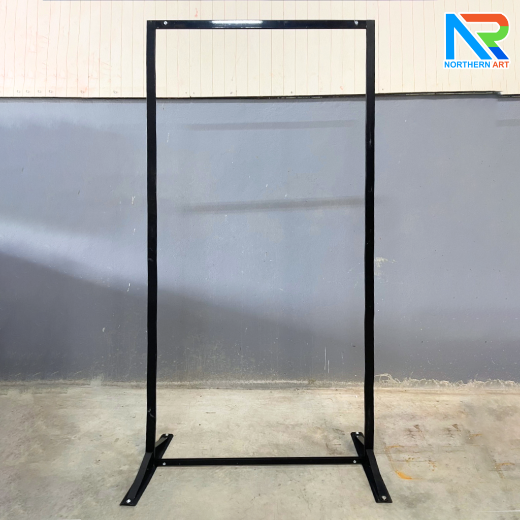 บอร์ดนิทรรศการ แบบตั้งคู่ ขนาด 100 x 200 cm. พร้อมขาตั้ง โครงอะลูมิเนียม สีดำ ถอดประกอบได้