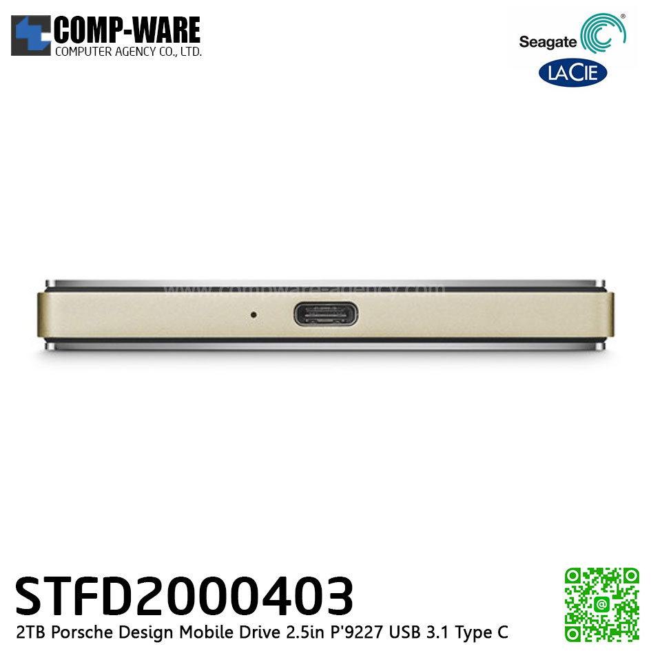 Seagate LaCie 2TB Porsche Design Mobile Drive 2.5in P'9227 USB 3.1 Type C STFD2000403 - Gold