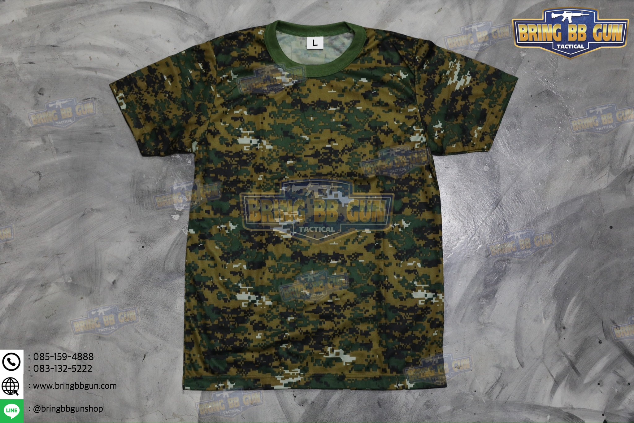 เสื้อยืดคอกลมลายพราง พิมพ์ลาย3D ผ้า TC