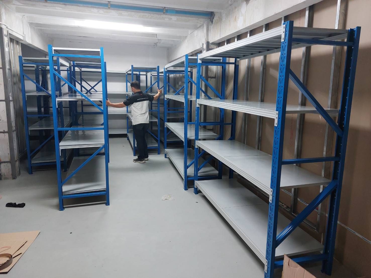 ชั้นวางสินค้า Micro Rack (ชั้นเดี่ยว Single Rack) สีทูโทน น้ำเงิน/ขาว W200 x D60 x H200 cm.