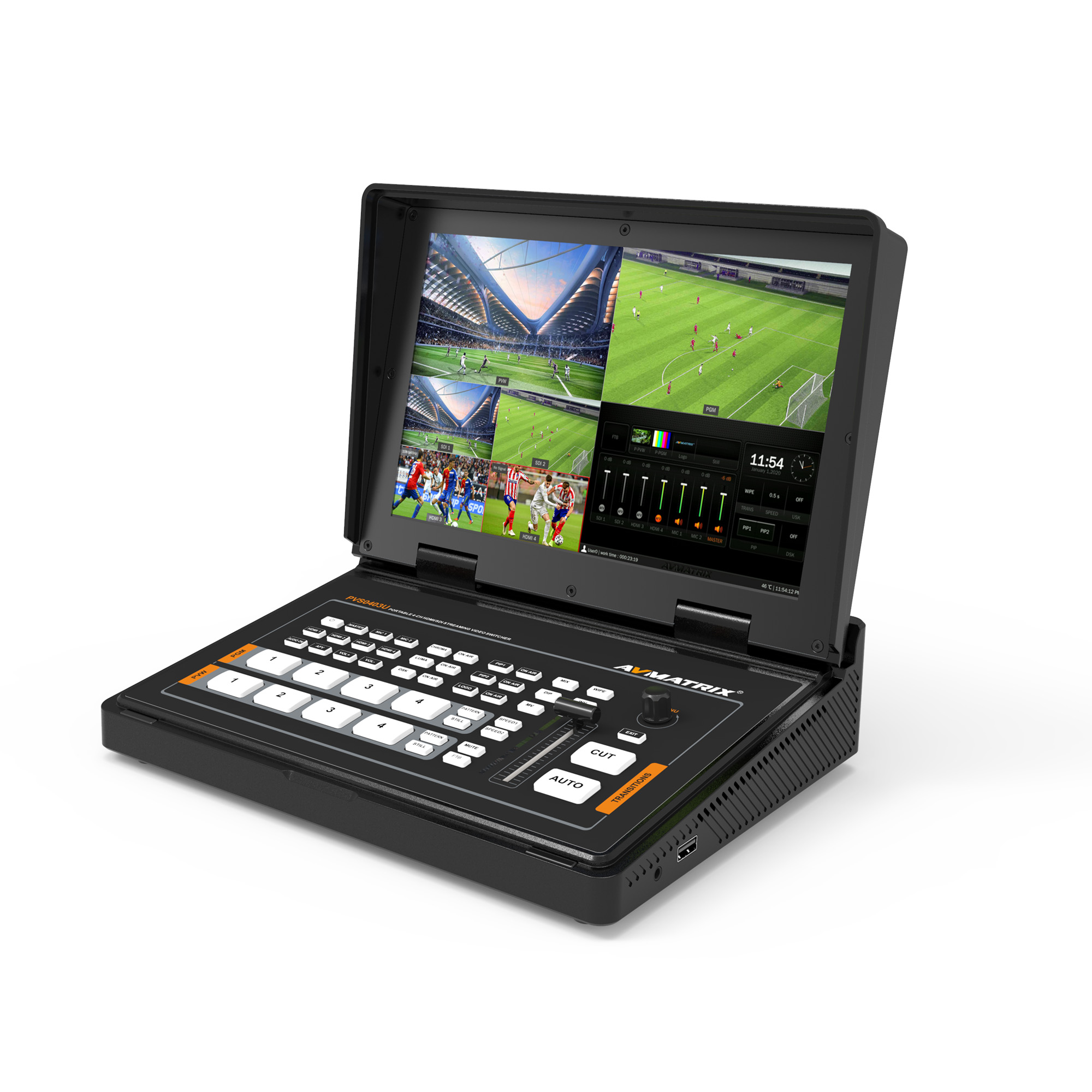 AVMatrix PVS0403U วิดีโอสวิตเชอร์แบบพกพาพร้อมจอ 10.1 นิ้ว