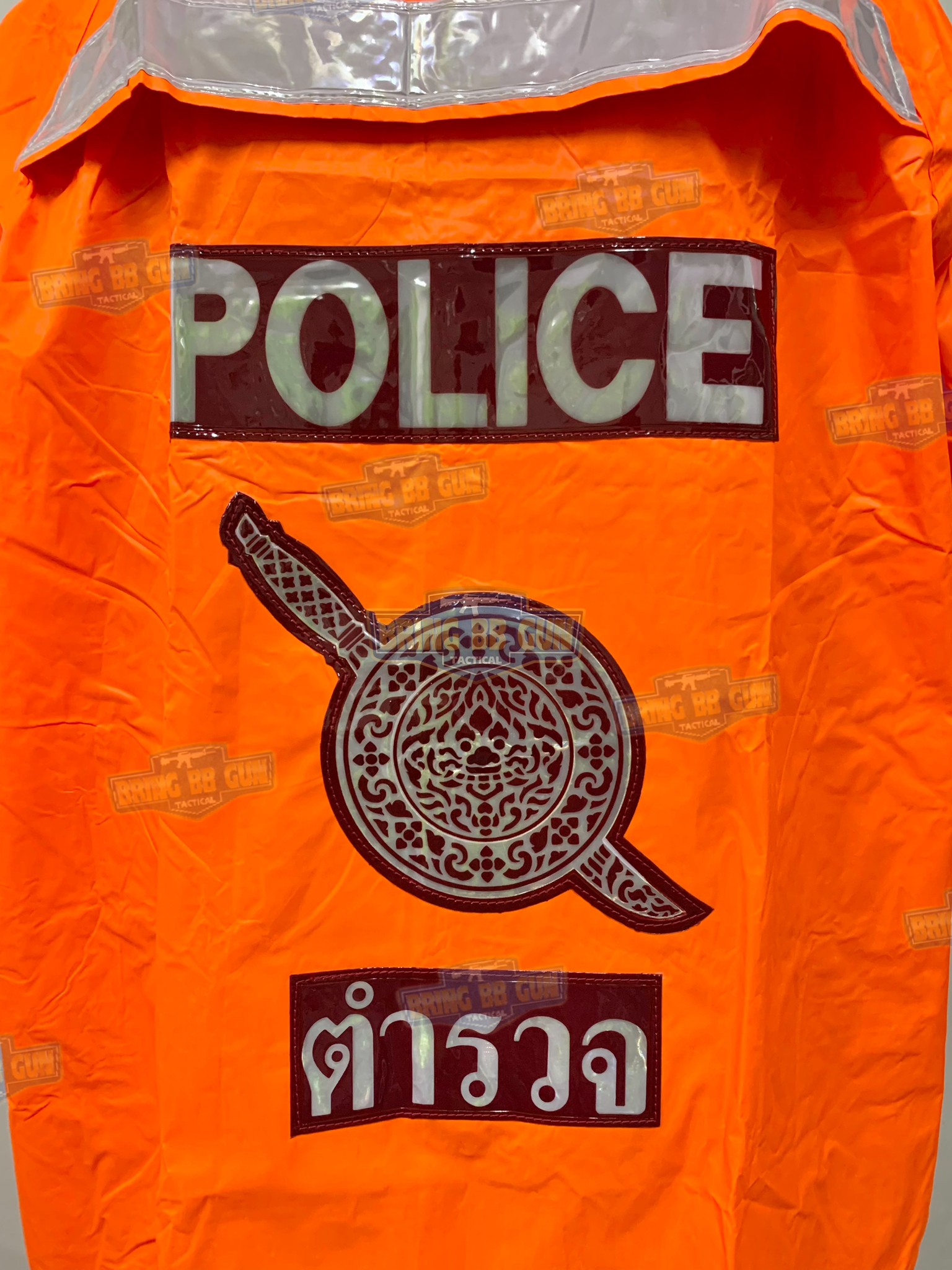 เสื้อโค้ดกันฝน Police (เสื้อโค้ดกันในตำรวจ) (Raincoat) (มีแถบสะท้อนแสงด้านหลัง) (ชุดกันฝน) (เสื้อคลุม) (เสื้อกันฝน) (เสื้อกันฝนรถจักรยานยนต์) (งานจราจร) (สายตรวจ) (กันฝน) (หน้าฝน) (เดินป่า) (ขี่มอเตอร์ไซค์)