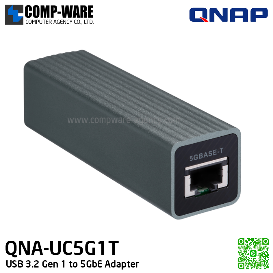 QNAP QNA-UC5G1T USB 3.2 Gen 1 to 5GbE Adapter (รับประกัน 1 ปี) Connect to 5GbE networks over USB 3.2 Gen1
