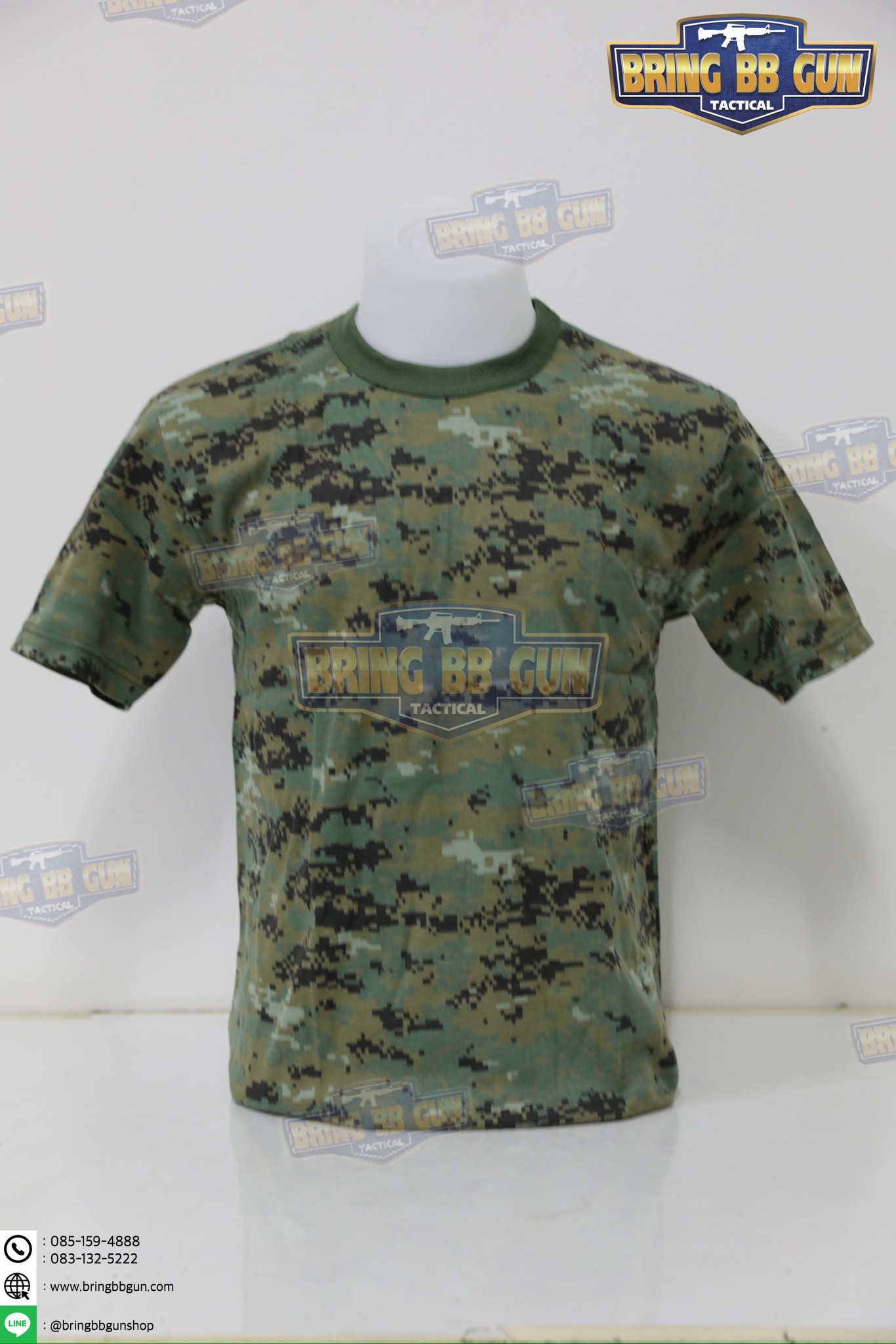 เสื้อยืดคอกลมลายพราง พิมพ์ลาย3D ผ้า TC