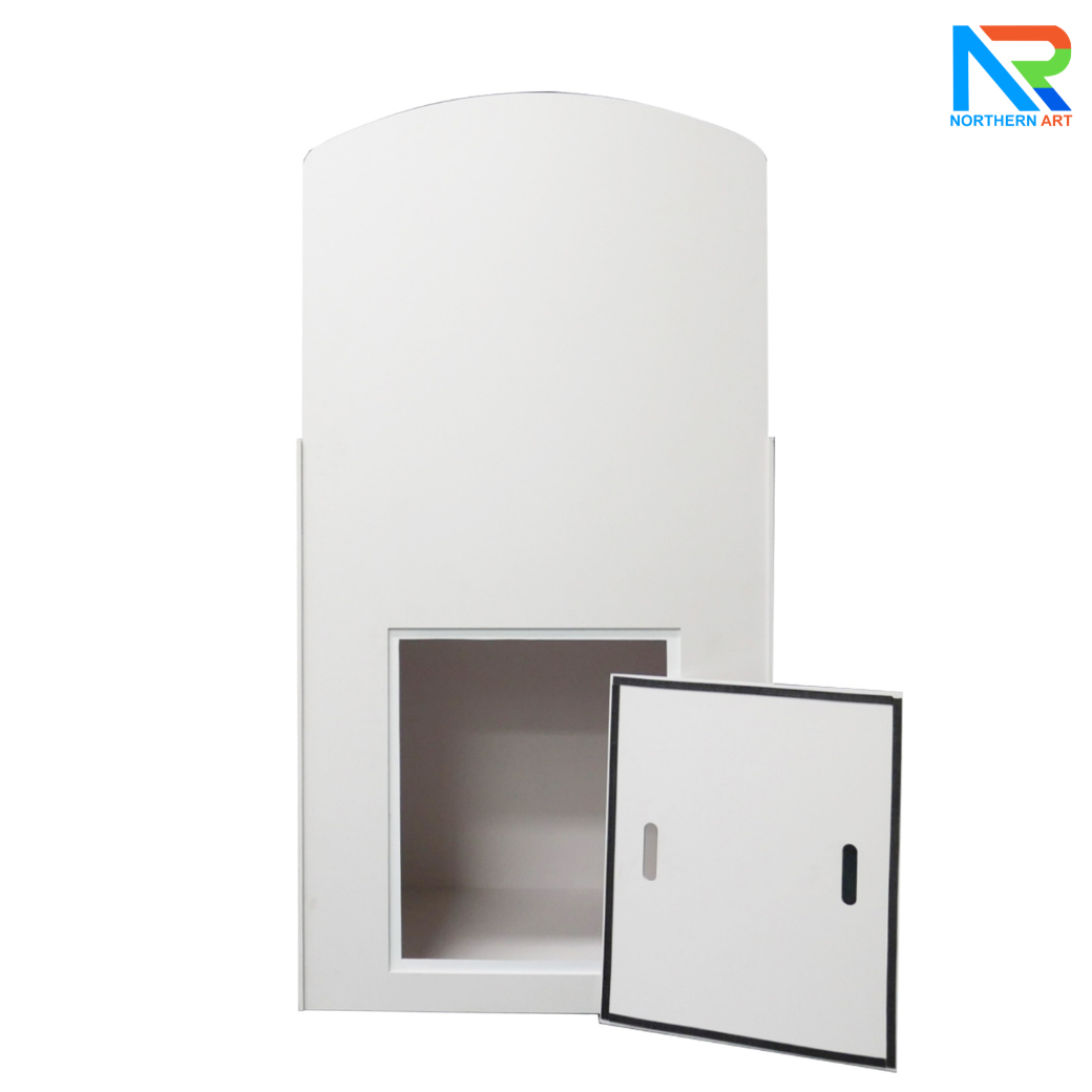 เช่าชั้นวางพลาสวูดขั้นบันได ขนาด (W) 80 x (L)64 x (H)160 cm. มีล้อเลื่อนพร้อมตู้เก็บของด้านหลัง