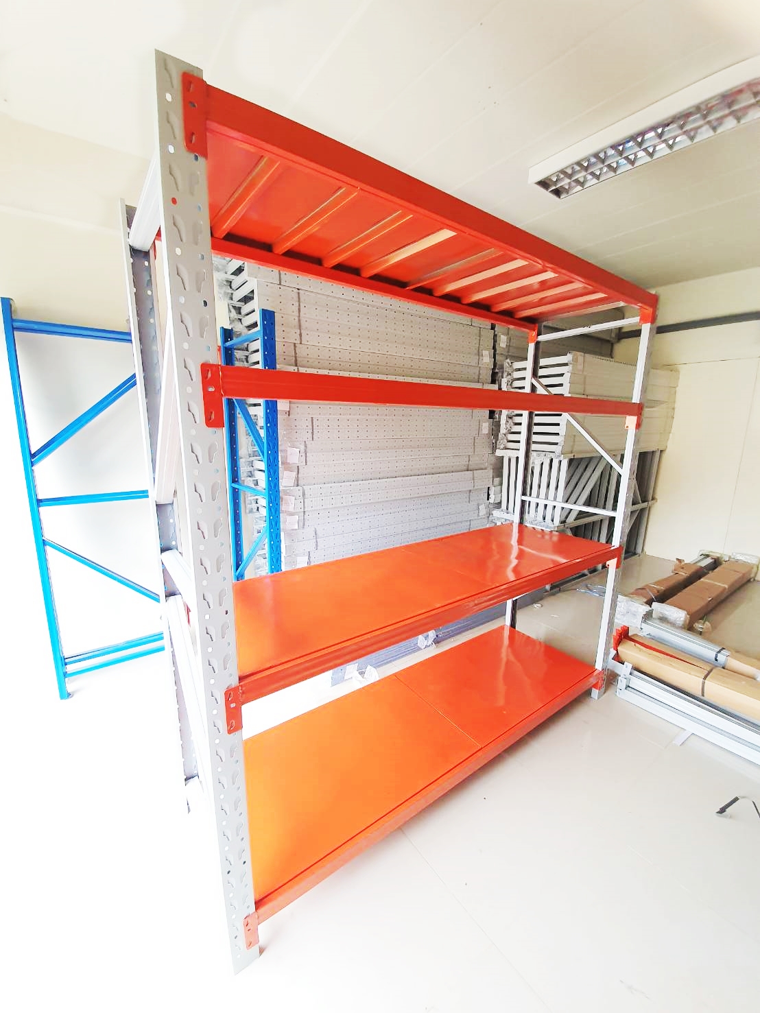 ชั้นวางสินค้า Micro Rack (ชั้นเดี่ยว Single Rack) สีทูโทน ขาว-ส้ม ขนาด W200*D60*H200cm.