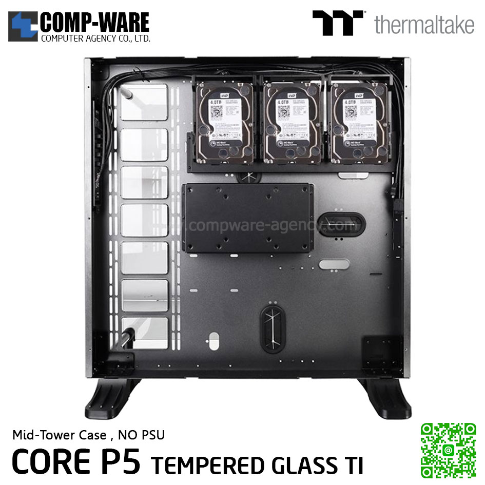 Thermaltake Core P5 TG Ti ,Tempered Glass Titanium Edition ATX Wall Mount Chassis , Space Gray , No Power - CA-1E7-00M9WN-00